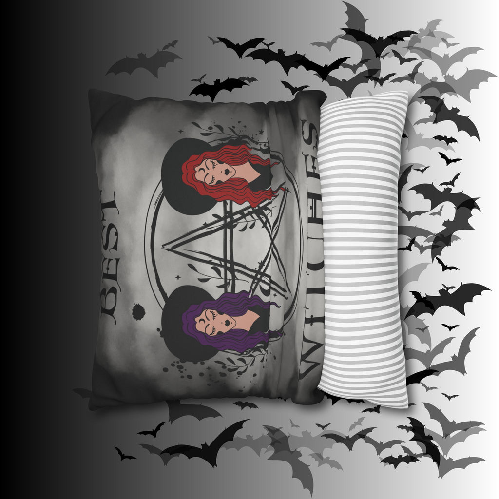 Best Witches Gothic BFF Throw Pillow — Witch Dark Cottagecore Home Decor