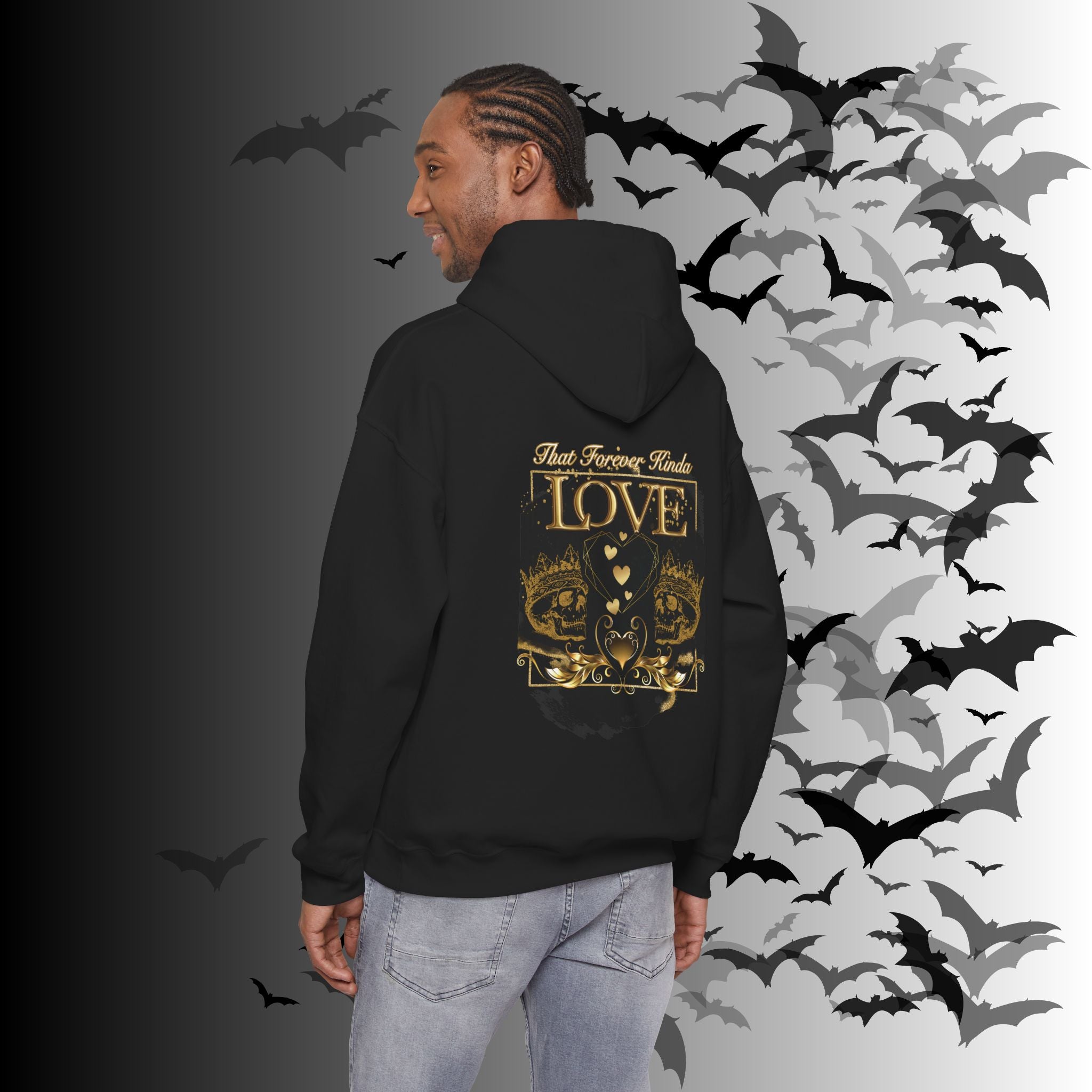 That Forever Kinda Love Hoodie — Gothic Gold Skull Couples Pullover