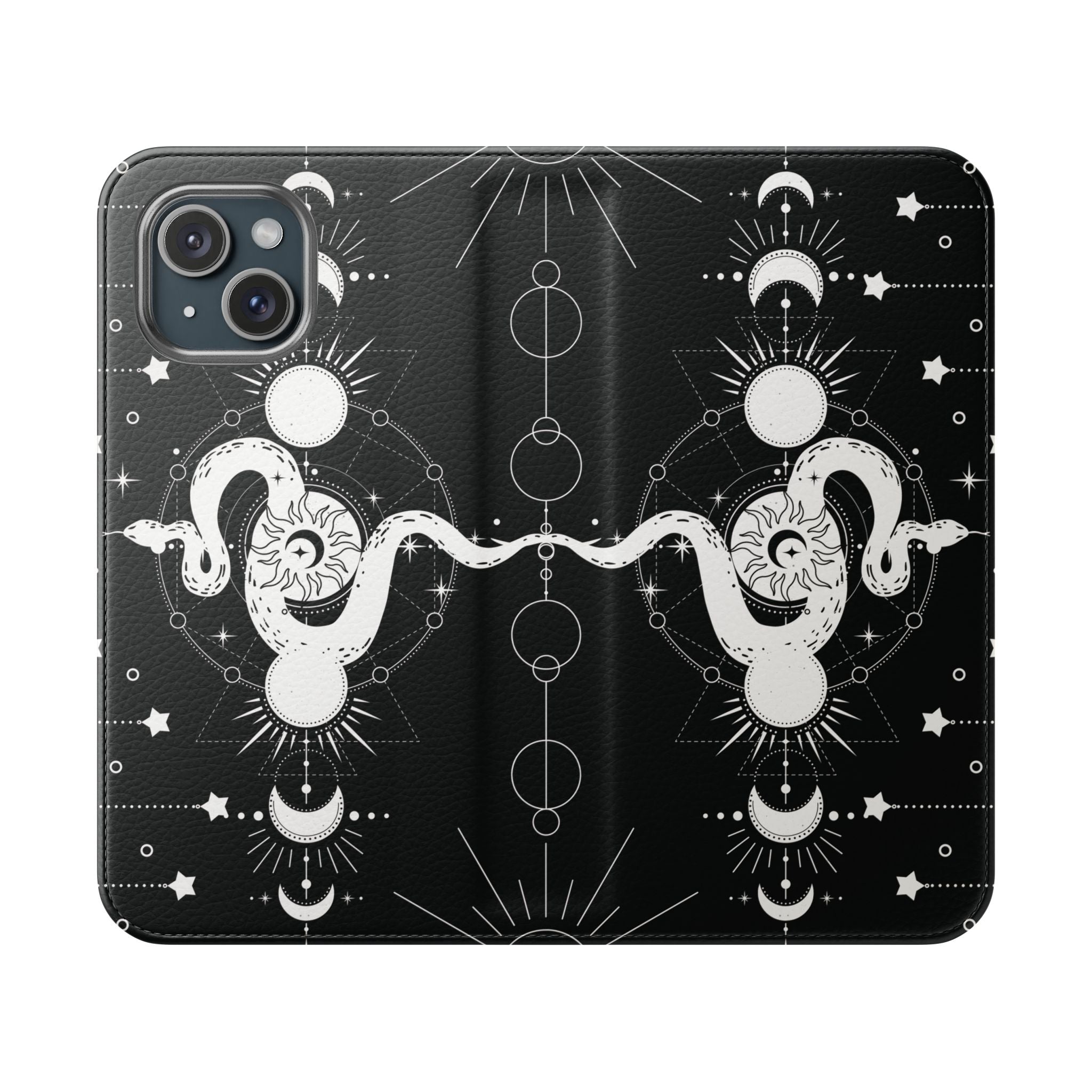 Gothic Style Celestial Snake Moon Phases Wallet Flip PhoneCase - Celestial Style Phone Case for iPhone and Samsung - Moon Phases Wallet Case