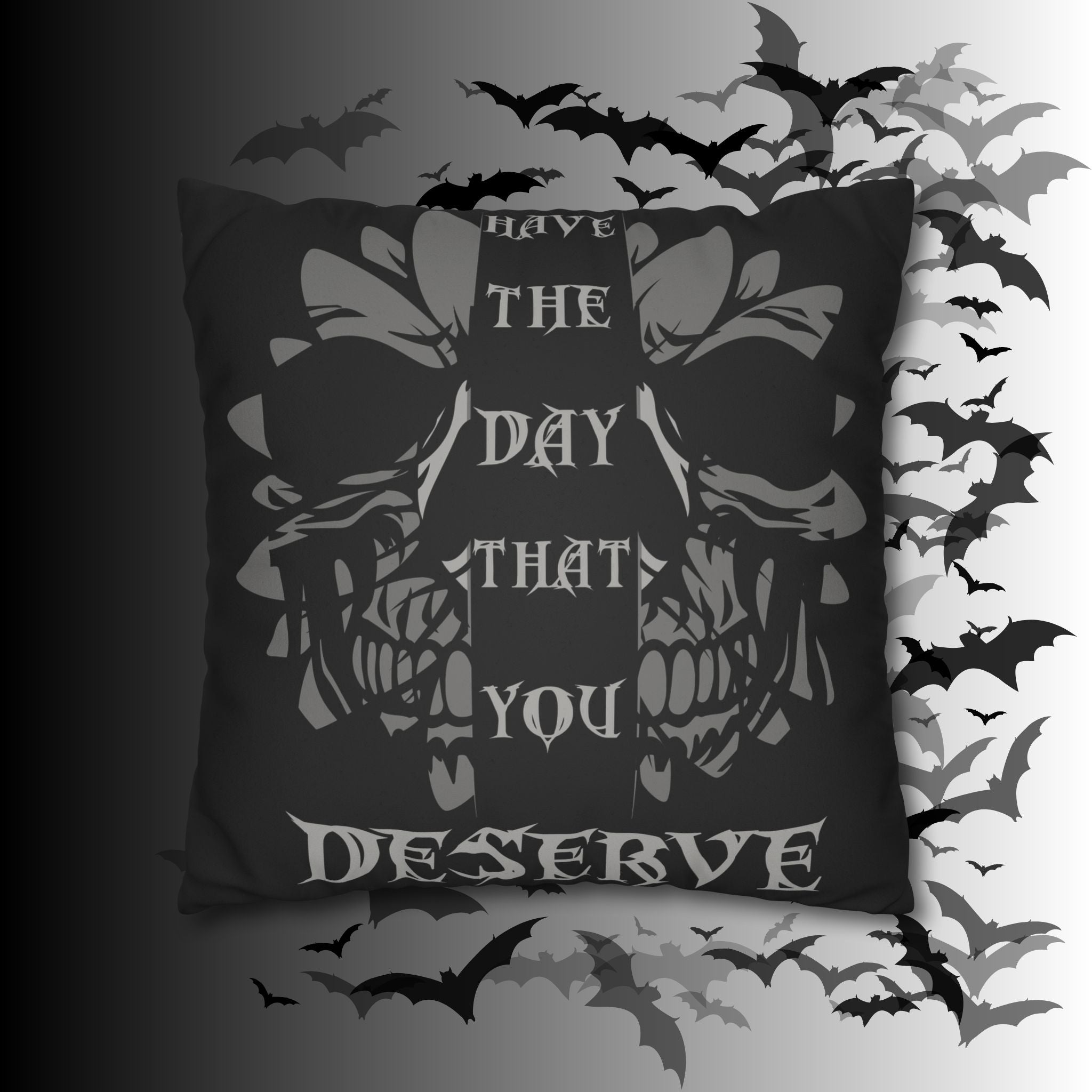 Gothic Floral Skull Throw Pillow — Dark Botanical Moody Home Decor