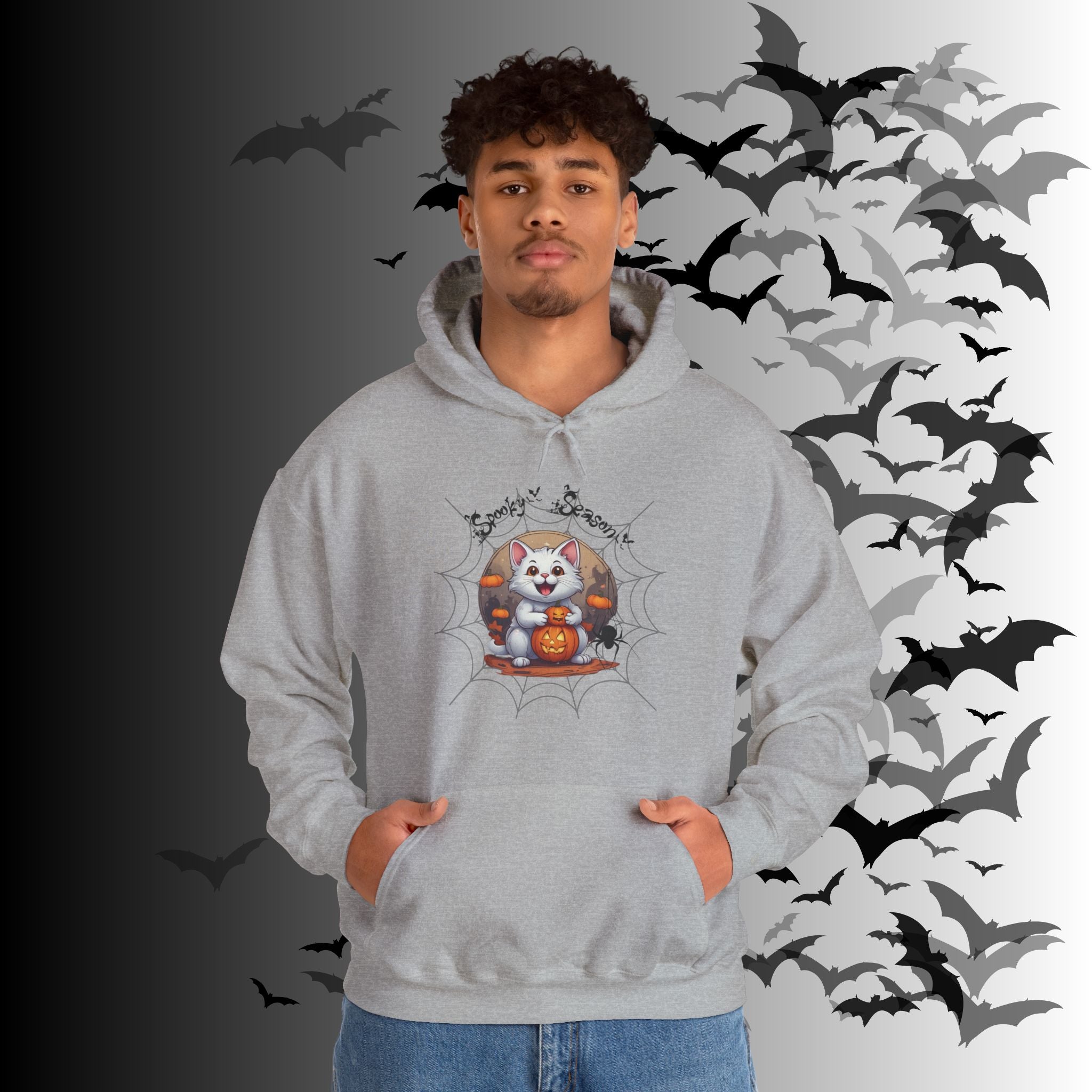 Spooky Season Cat Hoodie — Kawaii Halloween Pumpkin Pullover