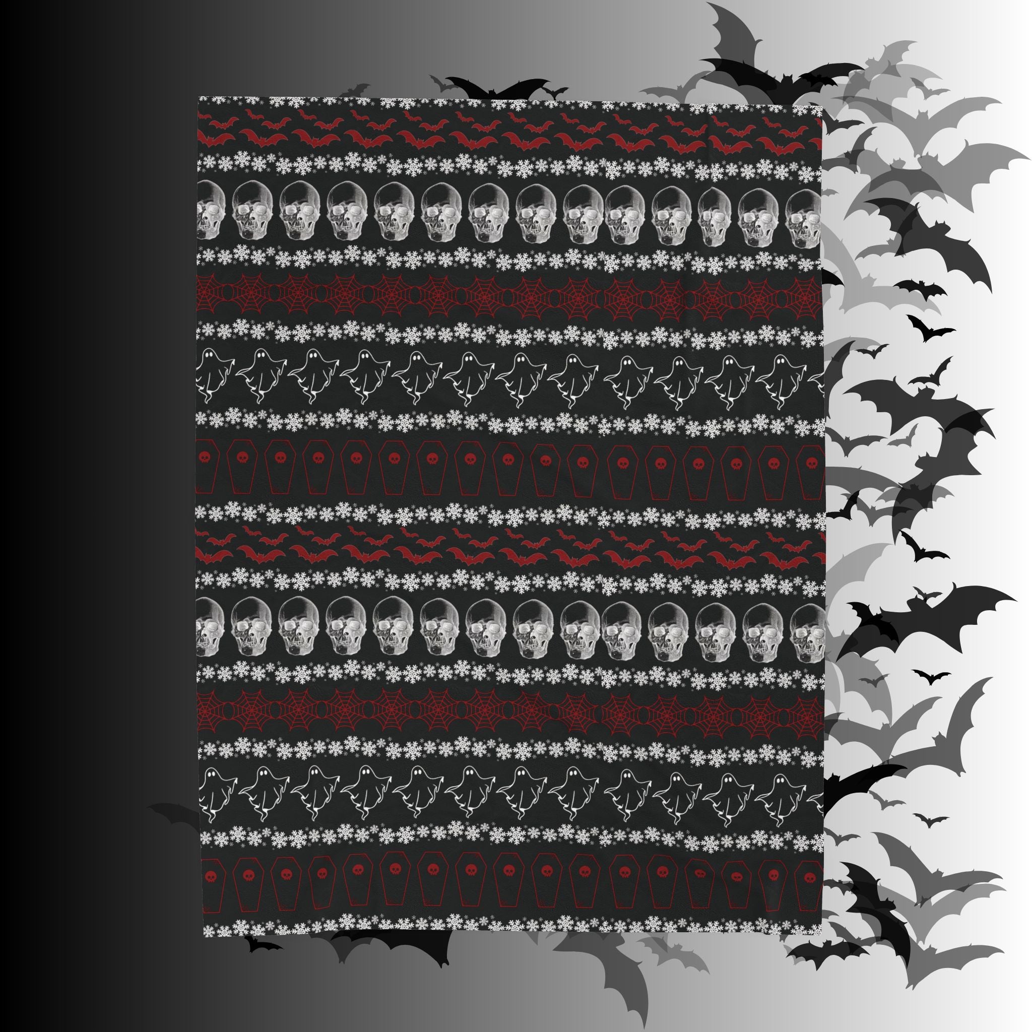 Merry Creepmas Print Throw Blanket — Gothic Holiday Home Decor