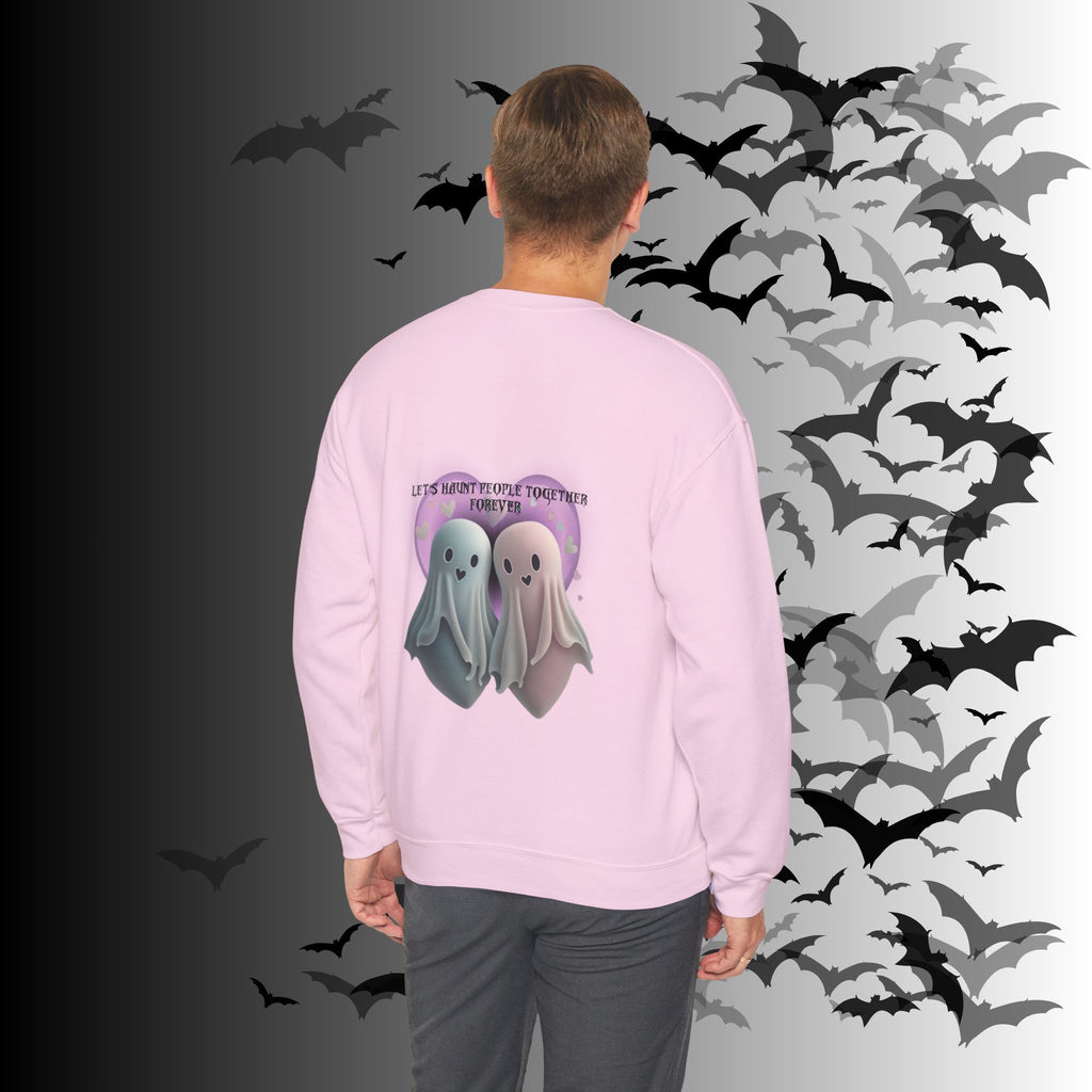 Let's Haunt People Together Forever Crewneck Sweatshirt — Gothic Valentine's Couples Ghost
