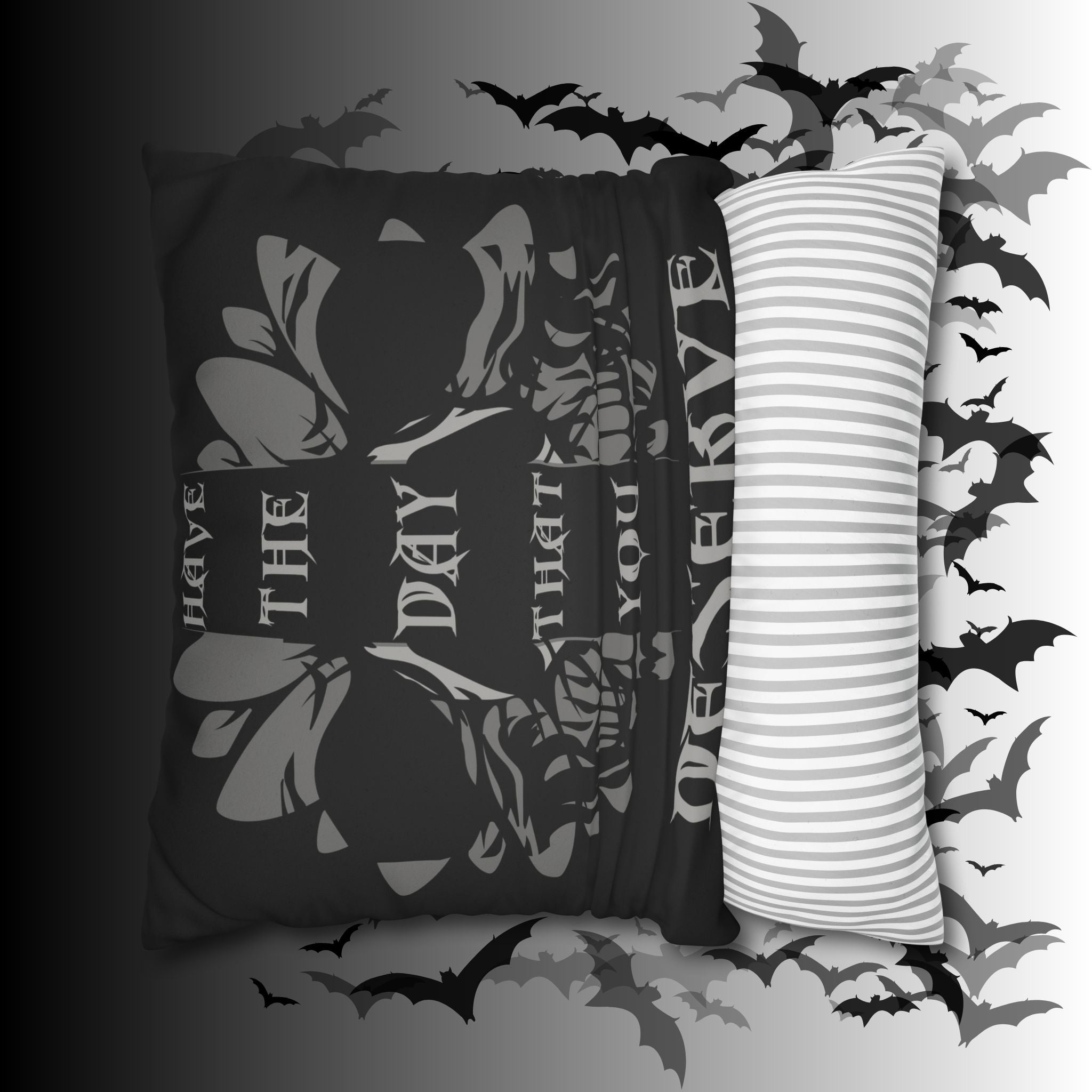 Gothic Floral Skull Throw Pillow — Dark Botanical Moody Home Decor