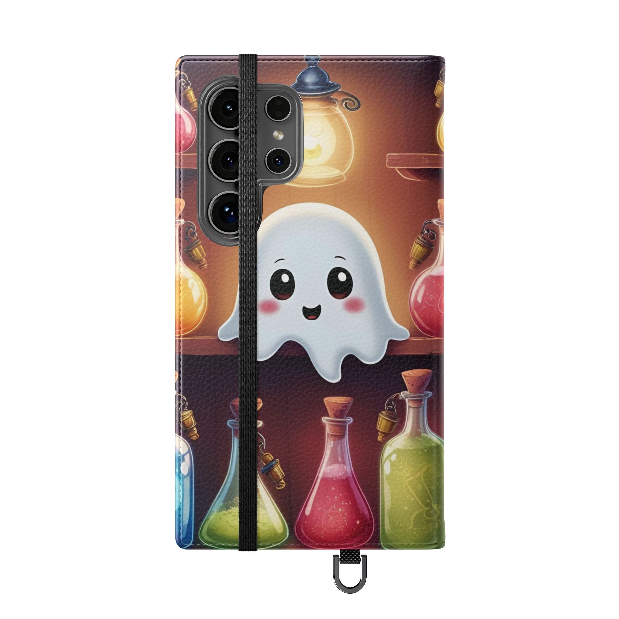 Apothecary Ghost Flip Wallet Case - Spooky Halloween Phone Case - Gothic Ghost Smartphone Case -  Ghost on a Shelf Wallet Case