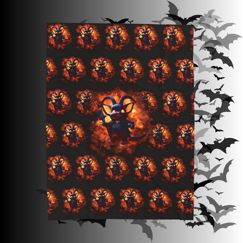 Whimsigoth Chibi Baphomet Throw Blanket — Gothic Occult Home Decor