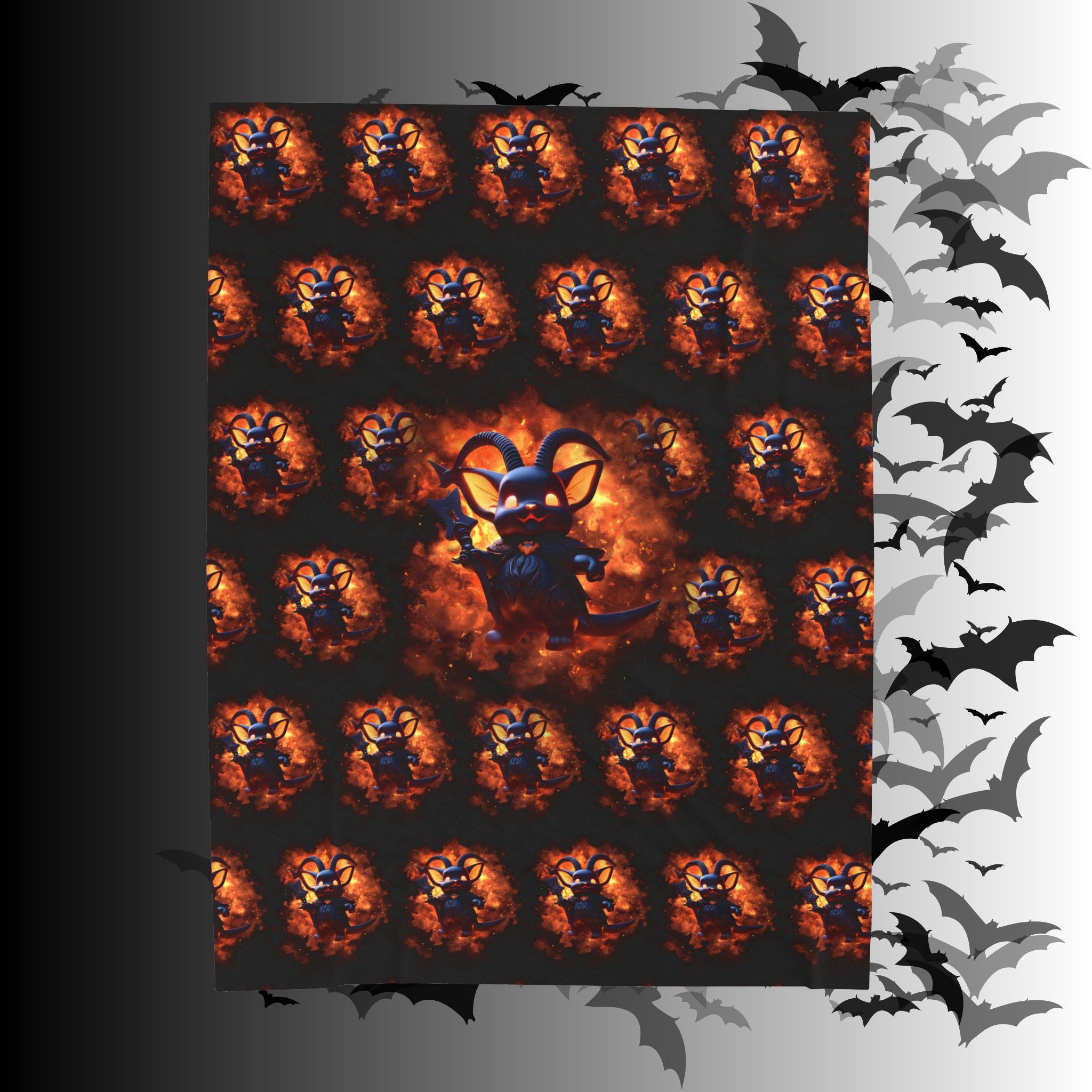 Whimsigoth Chibi Baphomet Throw Blanket — Gothic Occult Home Decor