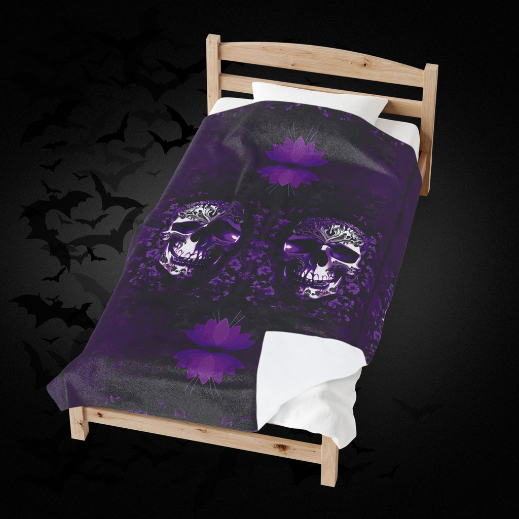 Gothic Purple Skull Throw Blanket — Dark Elegance Home Decor