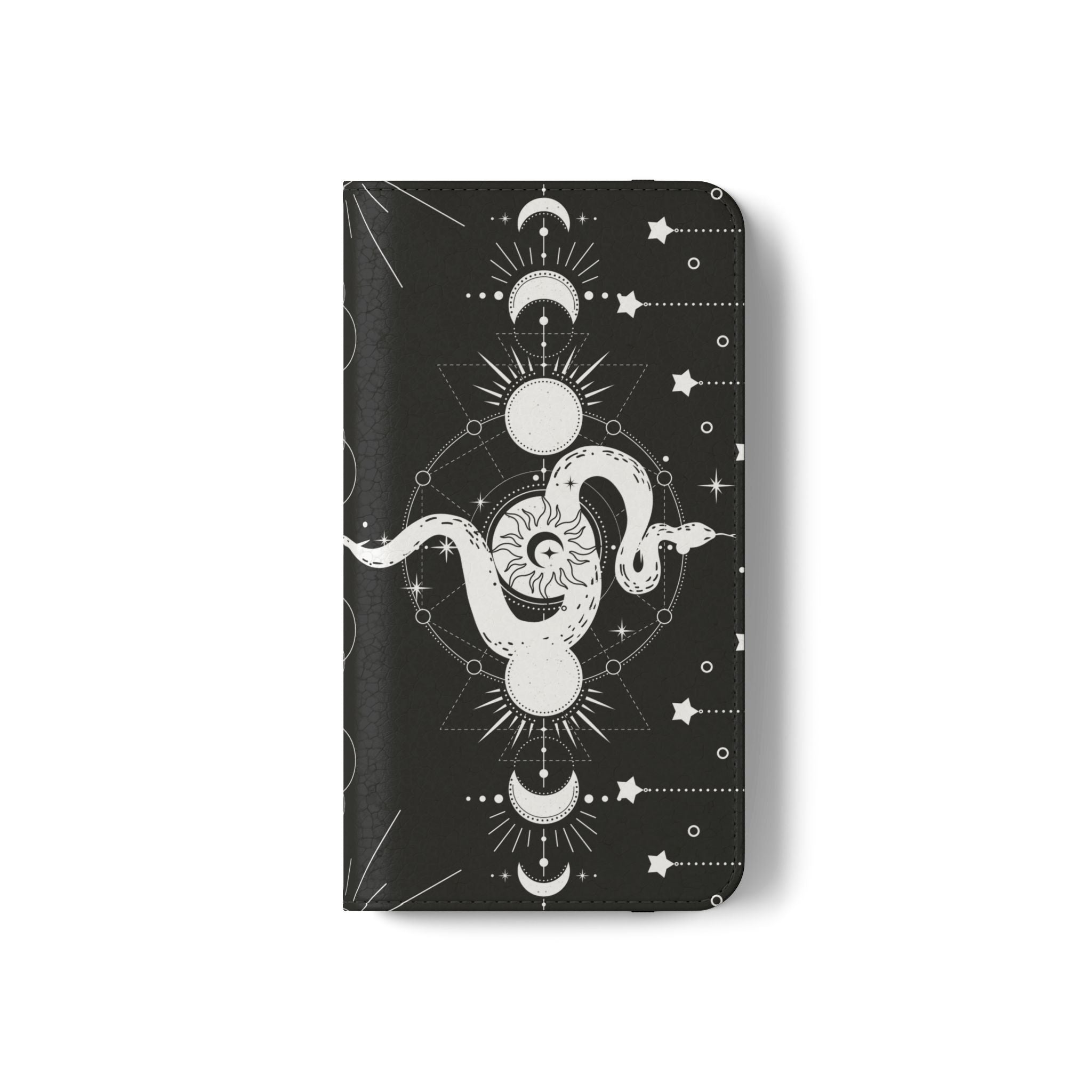 Gothic Style Celestial Snake Moon Phases Wallet Flip PhoneCase - Celestial Style Phone Case for iPhone and Samsung - Moon Phases Wallet Case