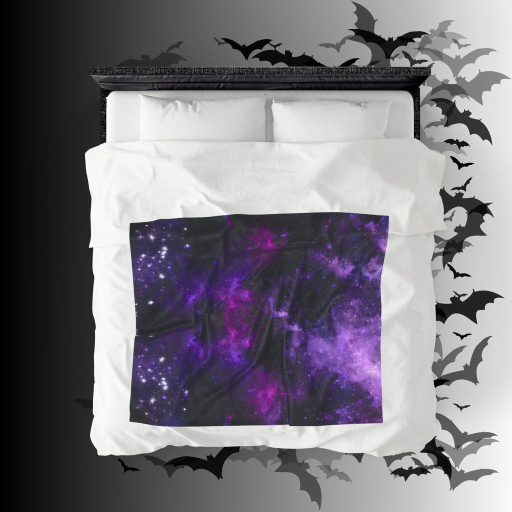 Pastel Goth Purple Galaxy Throw Blanket — Cosmic Nebula Home Decor
