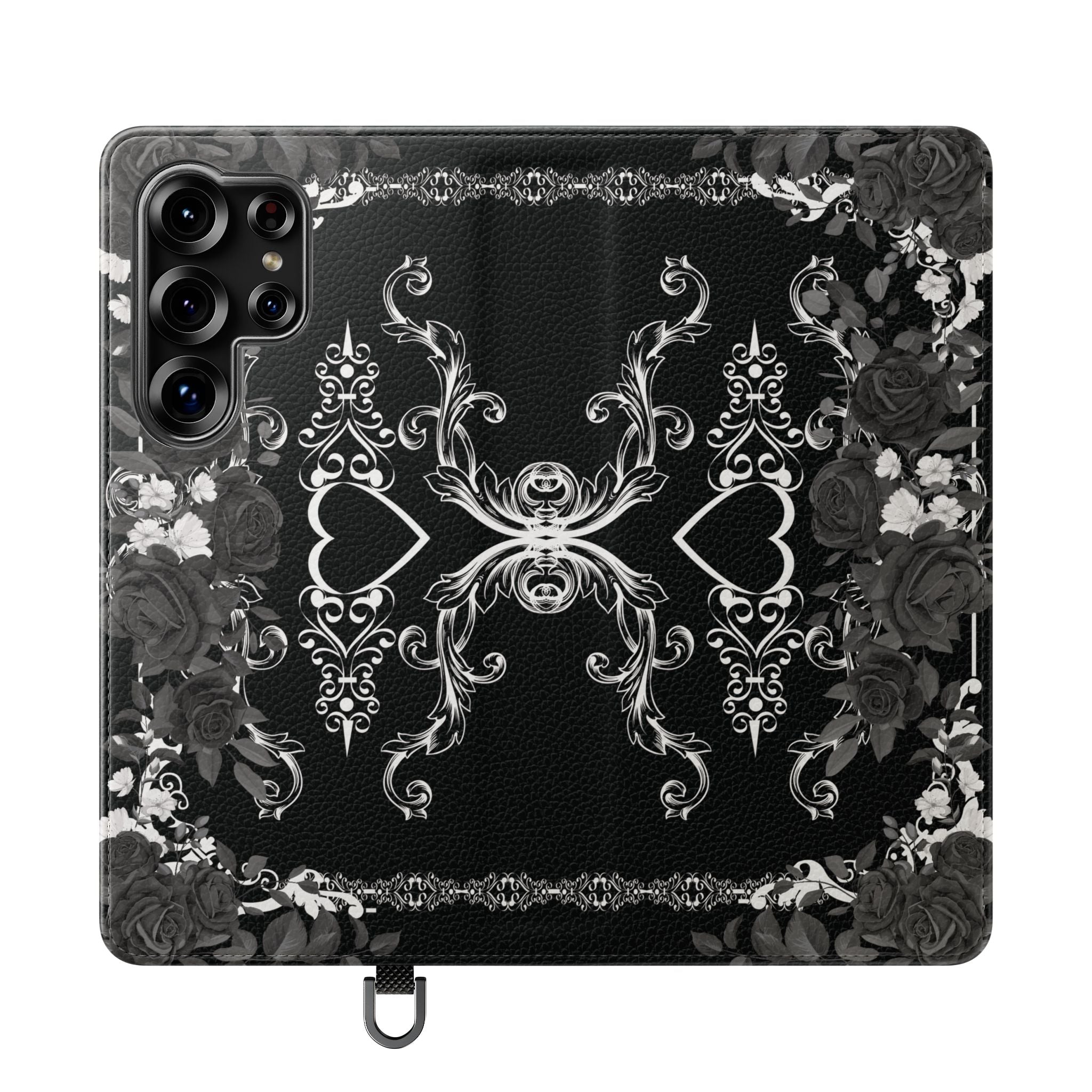 Romantic Goth Wallet Flip Case - Goth Botanical Phone Case