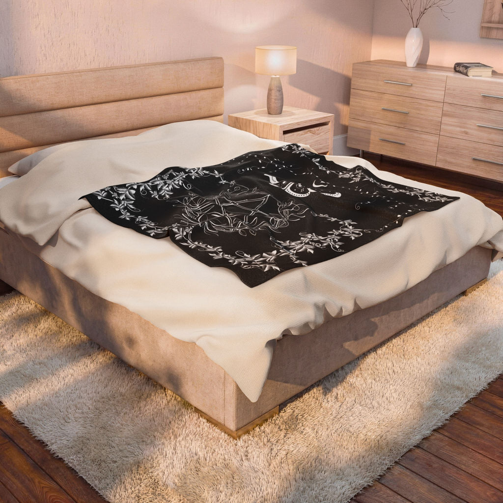 Witchy Luna Moth Pentagram Throw Blanket — Gothic Botanical Home Decor