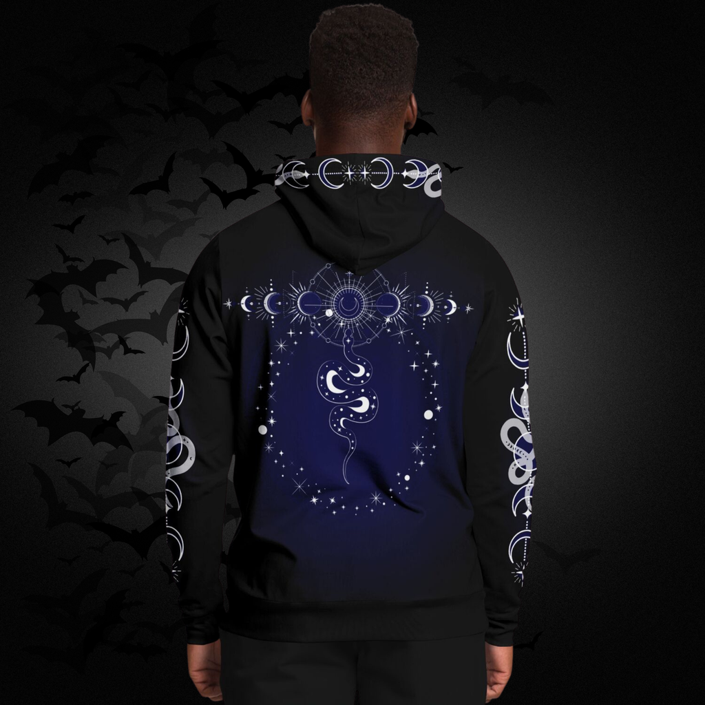 Celestial Serpent All Over Print Hoodie – Midnight Navy