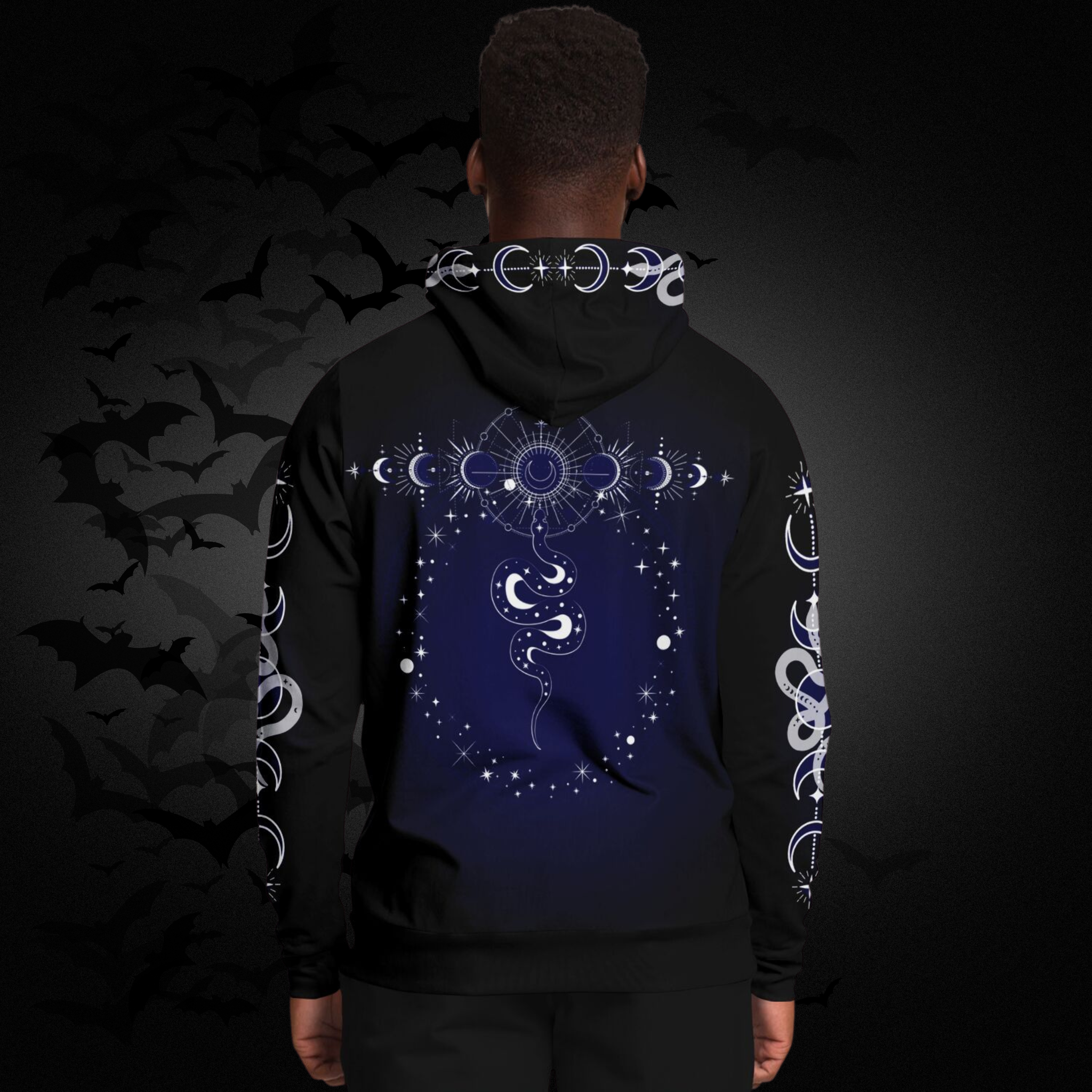 Celestial Serpent All Over Print Hoodie – Midnight Navy