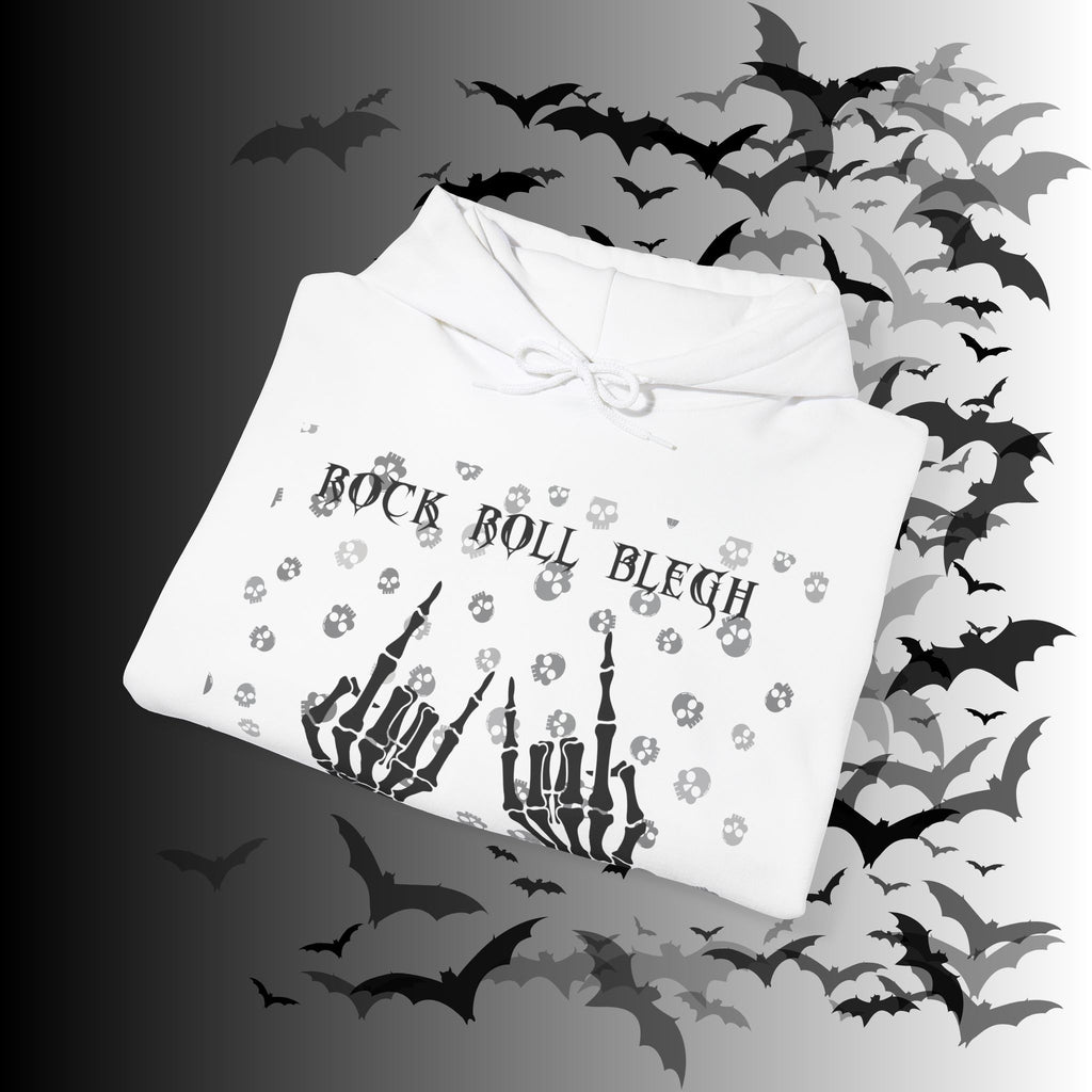 Rock Roll Blegh Hoodie — Skeleton Hands Gothic Music Pullover