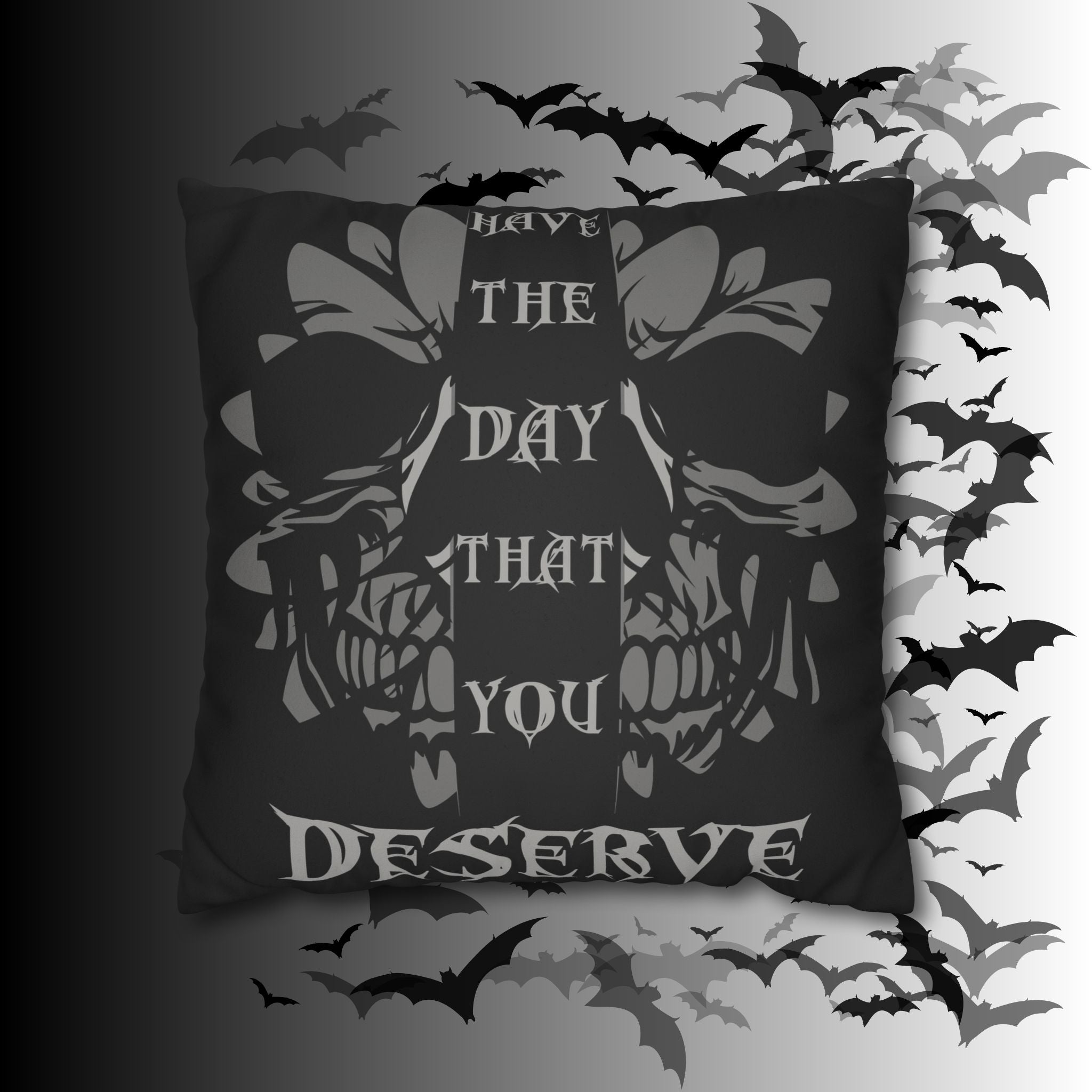 Gothic Floral Skull Throw Pillow — Dark Botanical Moody Home Decor