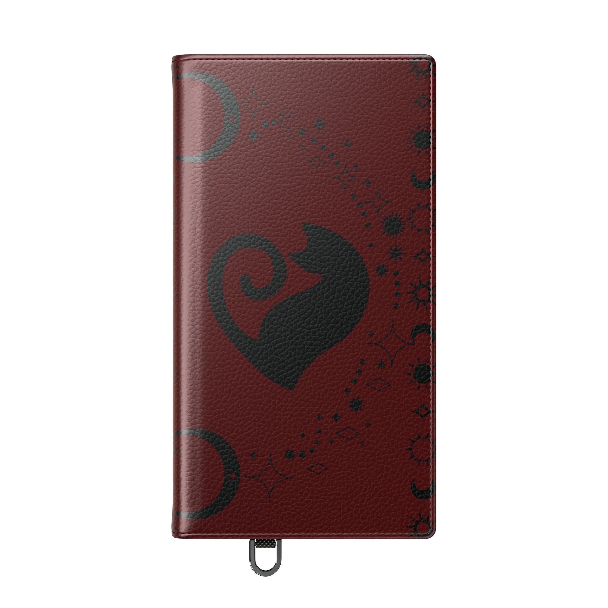 Dark Academia Celestial Black Cat Flip Wallet Case for iPhone and Samsung Galaxy Phones