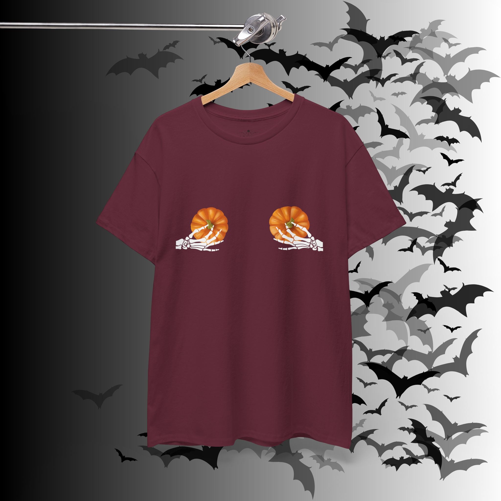 Skeleton Hands Pumpkin Halloween T-Shirt — Funny Spooky Season Tee