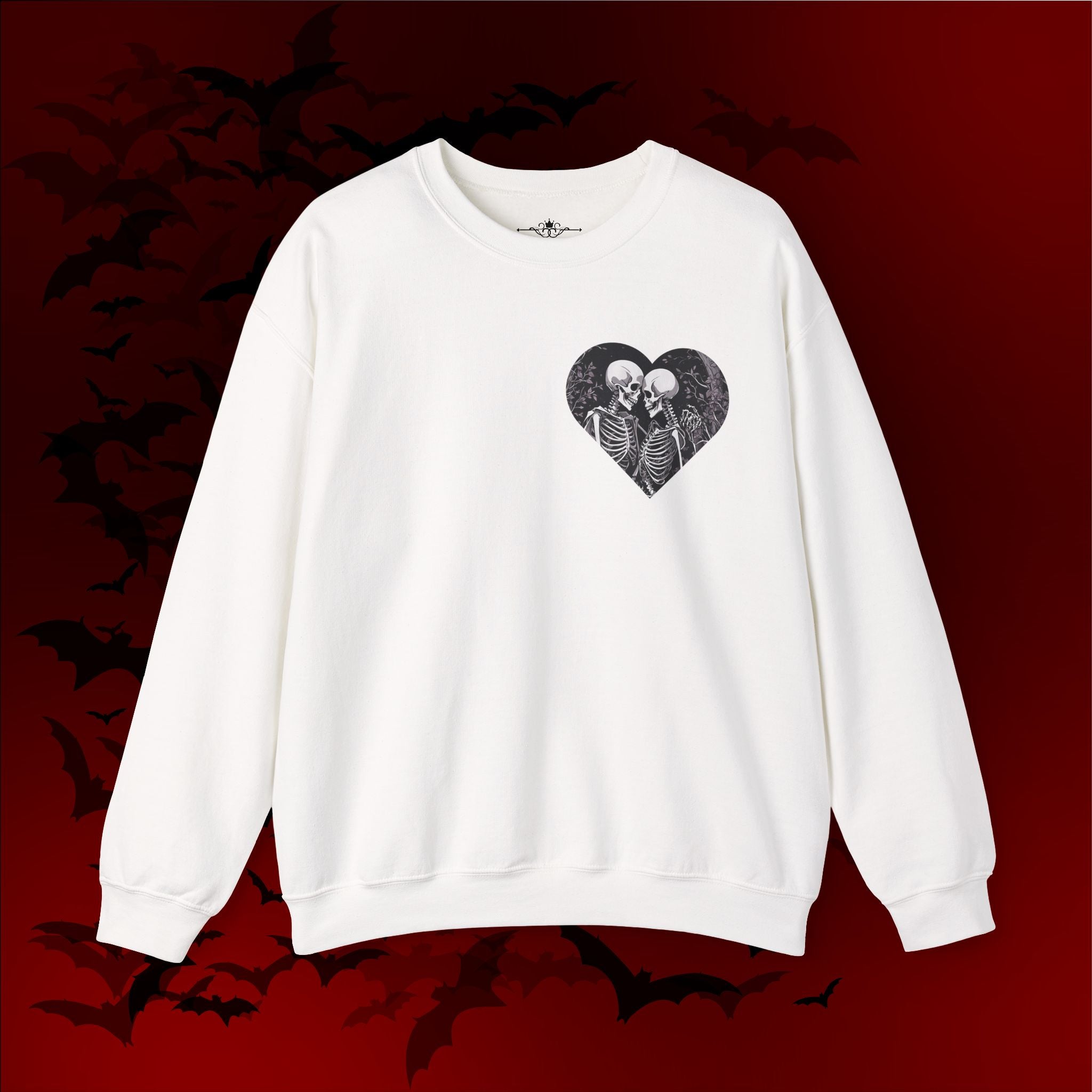 Gothic Valloween Skeleton Love Crewneck Sweatshirt — Dark Romance Couples Valentine's Day