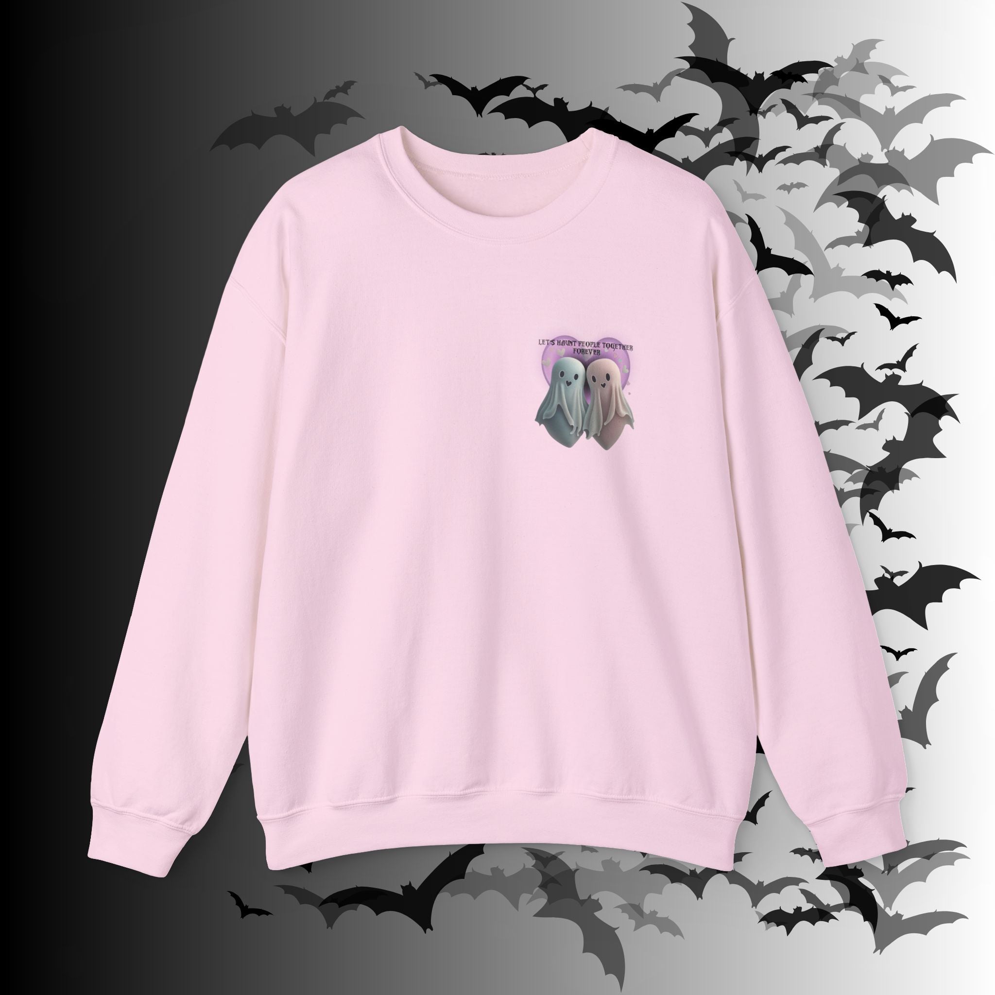 Let's Haunt People Together Forever Crewneck Sweatshirt — Gothic Valentine's Couples Ghost