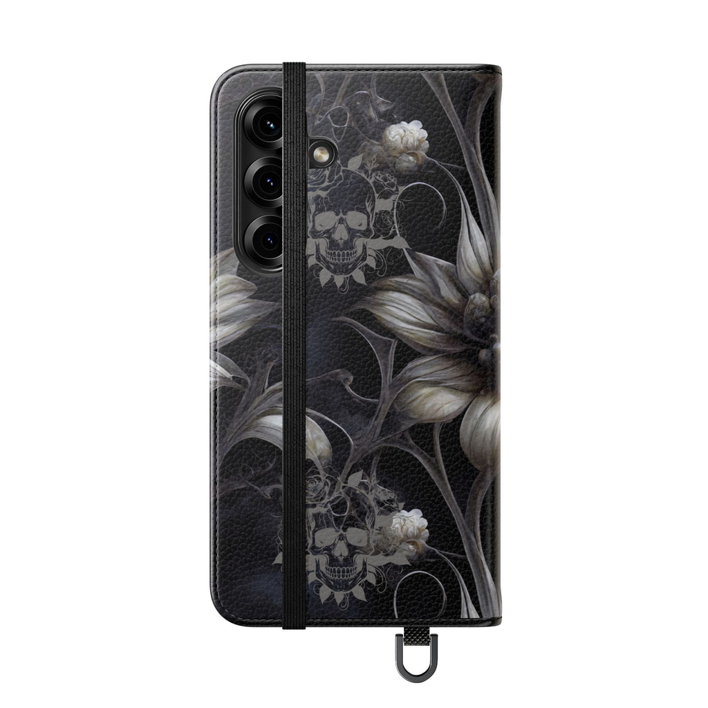 Goth Botanical Flip Wallet Case for iPhone and Samsung Galaxy Phones