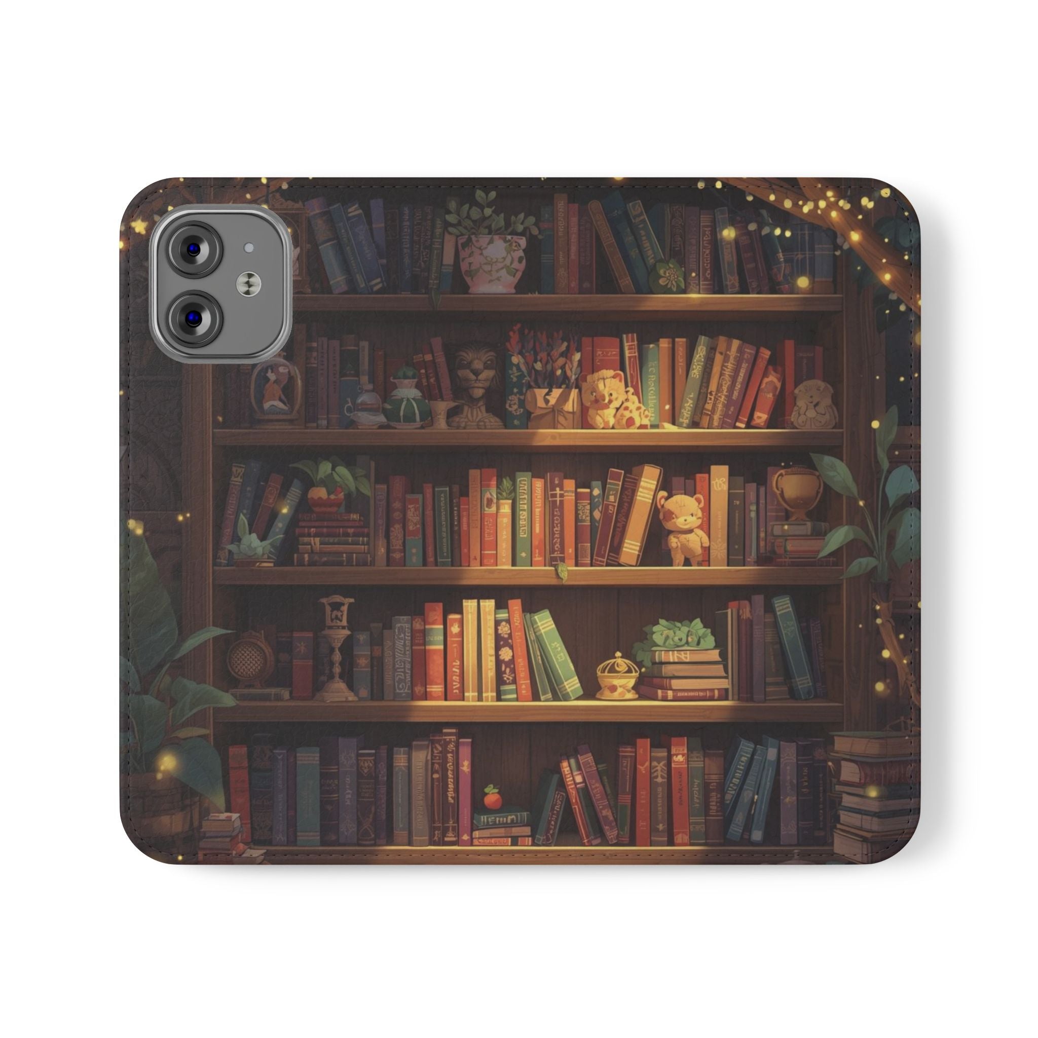 Whimsigoth Bookcase Wallet Flip Case - Romantasy Reader Phone Wallet - Book Pattern Flip Case - Bookish Phone Case