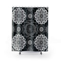 Sacred Geometry Shower Curtain — Mystical Black & White Mandala Bathroom Decor