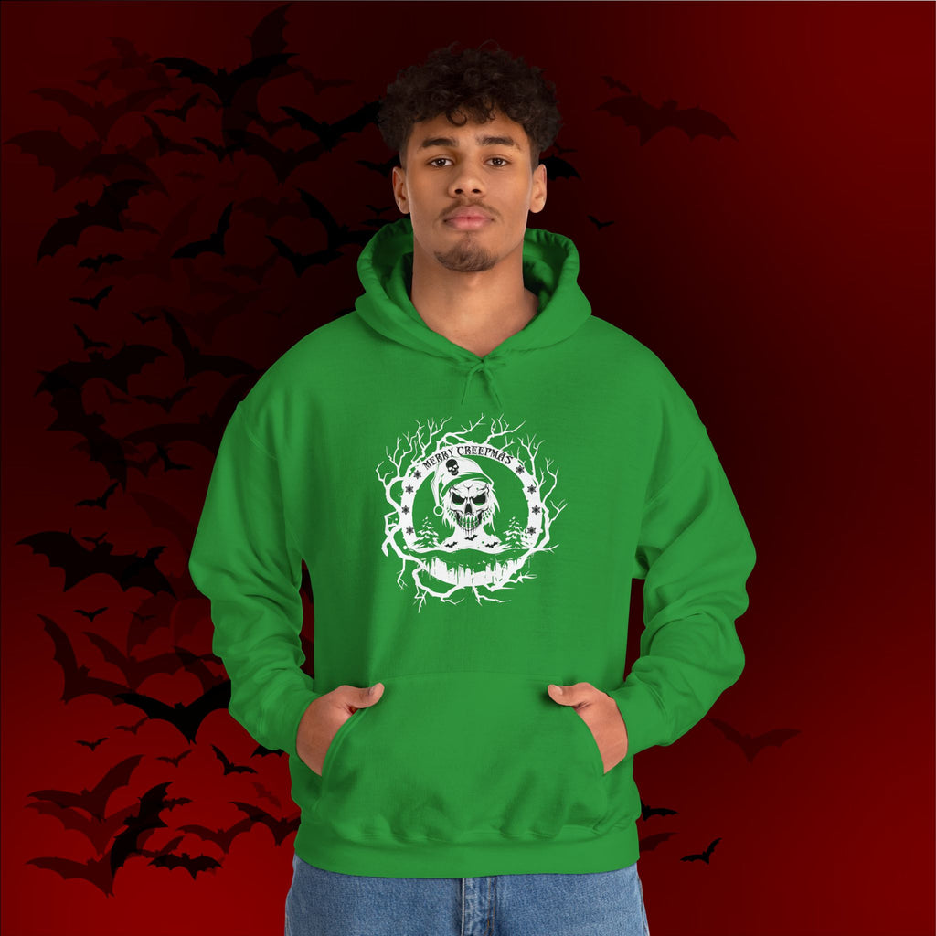 Merry Creepmas Hoodie — Gothic Christmas Skull Santa Pullover