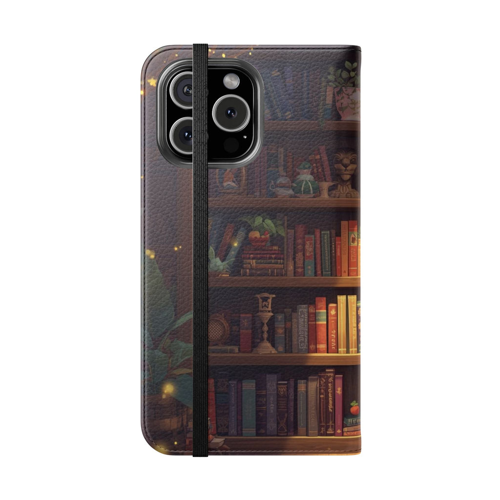 Whimsigoth Bookcase Wallet Flip Case - Romantasy Reader Phone Wallet - Book Pattern Flip Case - Bookish Phone Case