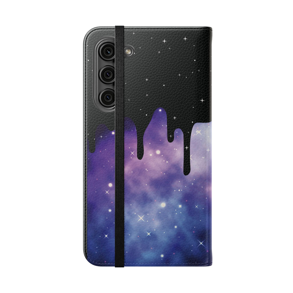 Pastel Goth Drippy Galaxy Flip Wallet Phone Case - Wallet Case for Samsung and iPhone - Gothic Style Wallet Phone Cases