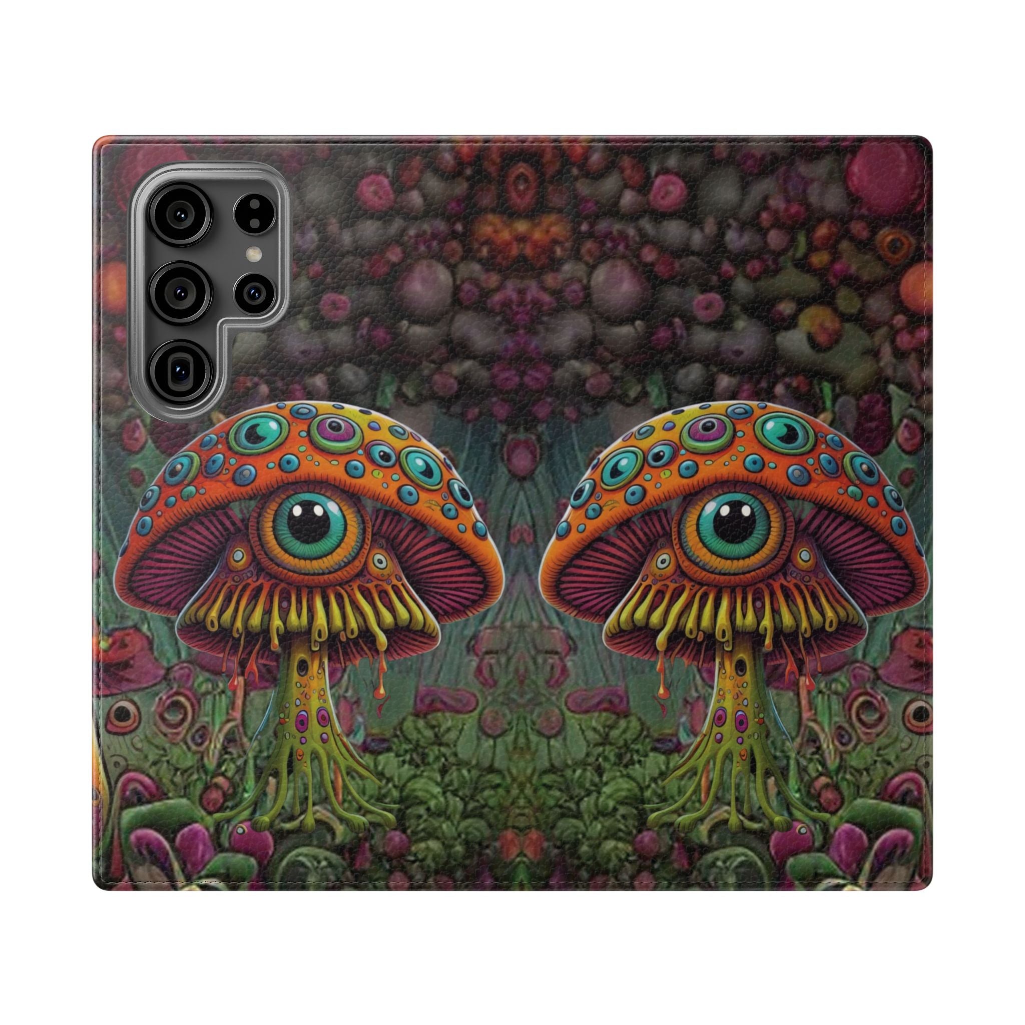 Trippy Mushroom Cottagecore Flip Wallet Phone Case - Mushroom Wallet Case for Samsung iPhone - Psychedelic Wallet Phone Cases
