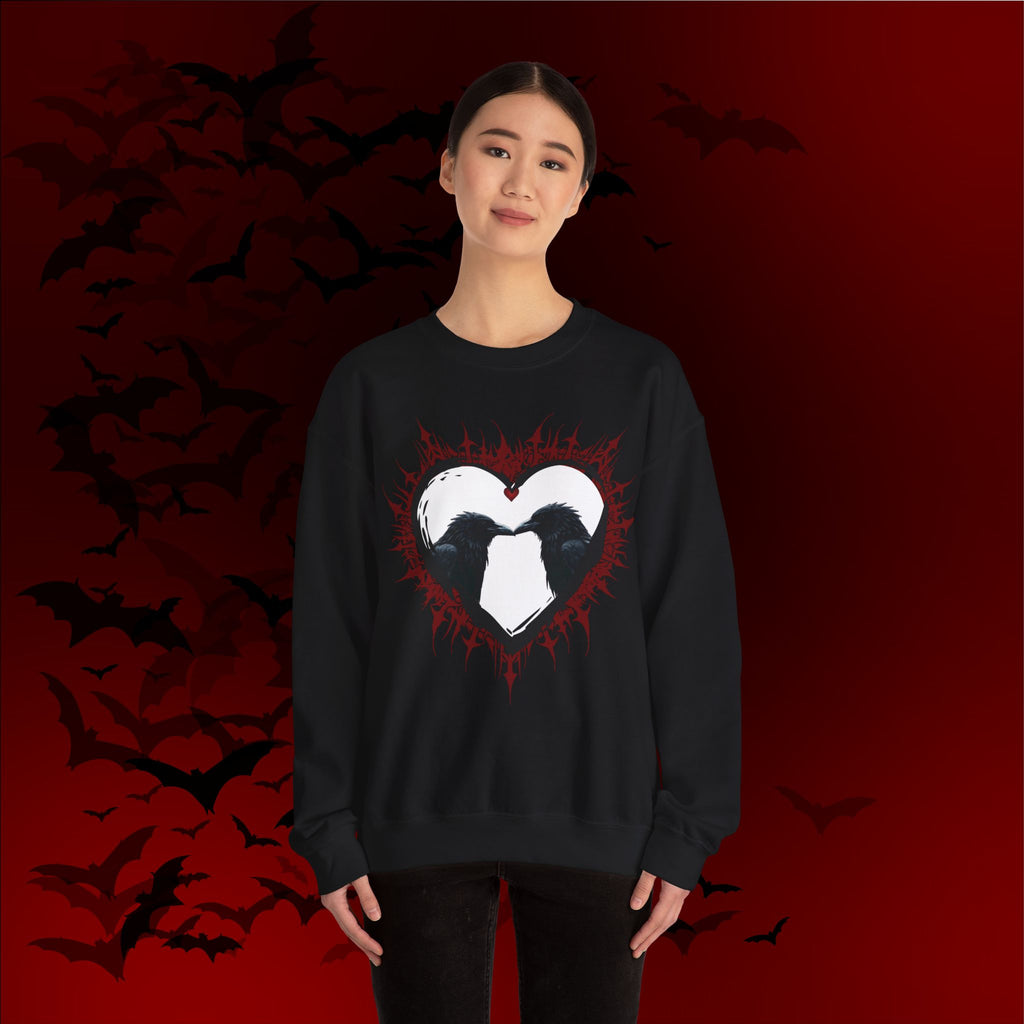 Gothic Raven Heart Crewneck Sweatshirt — Dark Romance Valentine's Day