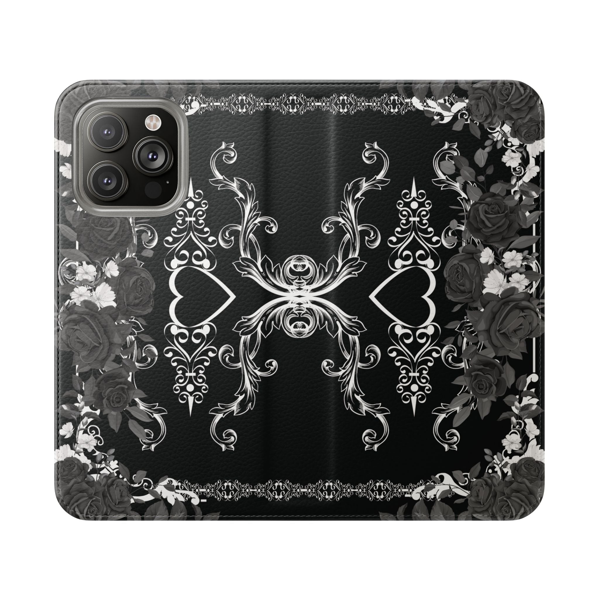 Romantic Goth Wallet Flip Case - Goth Botanical Phone Case