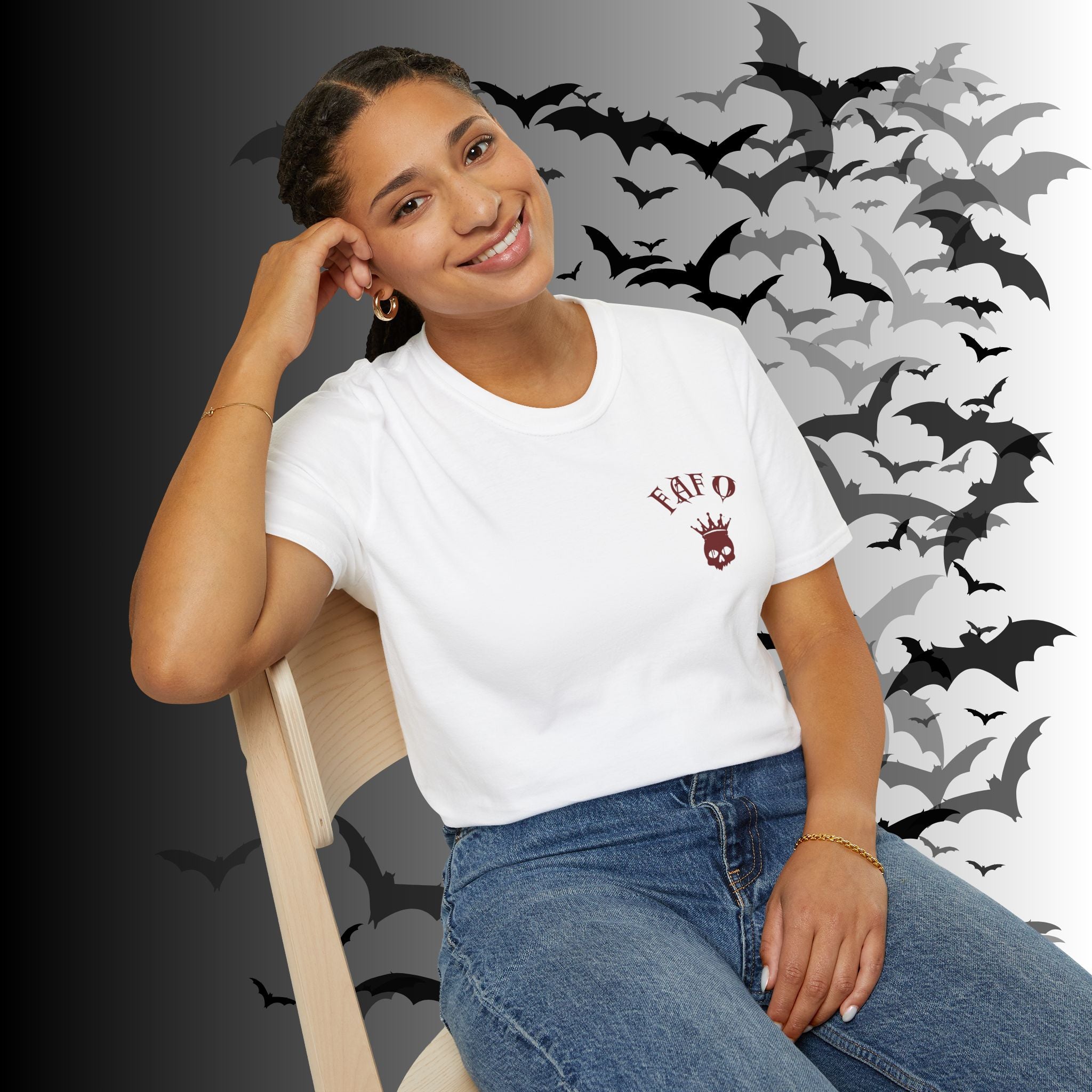 "FAFO" I Identify As A Threat T-Shirt — Gothic Humor Front & Back Print