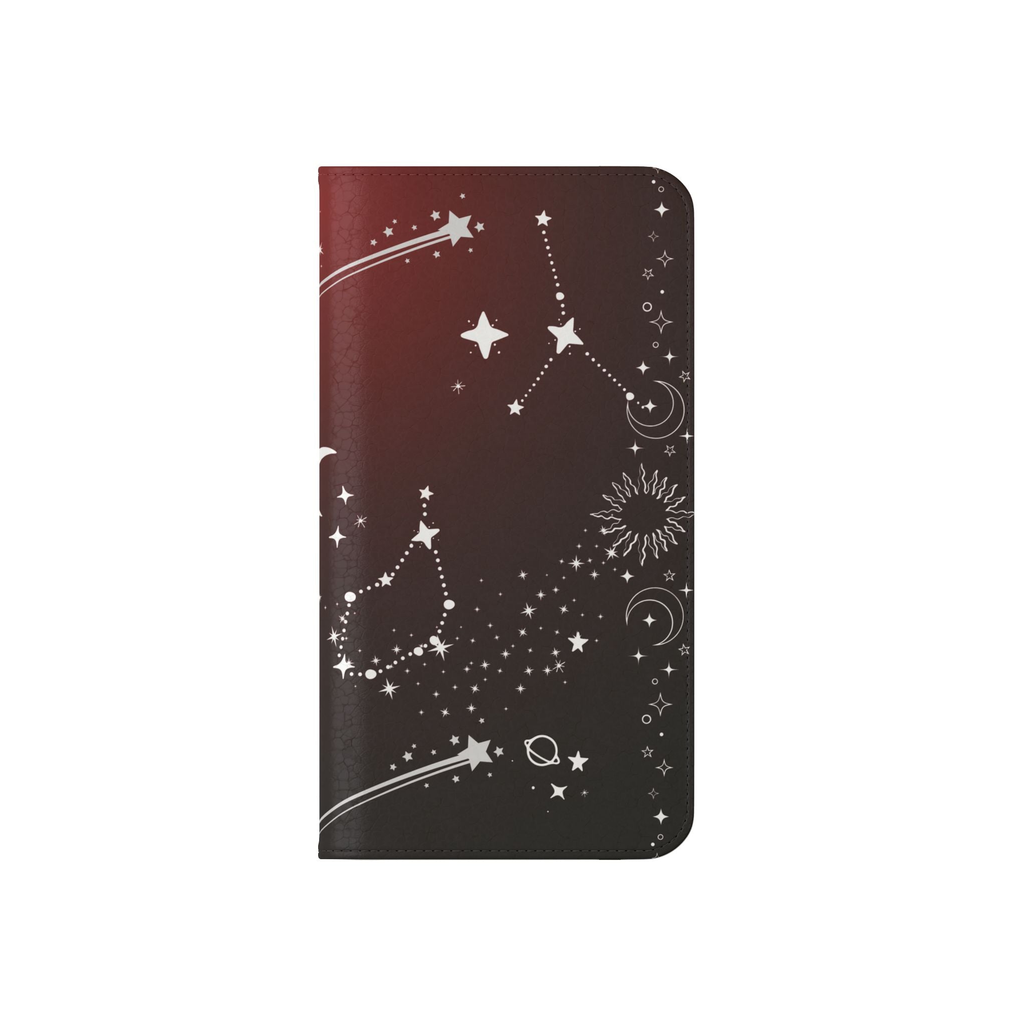 Gothic Celestial Black and Red Flip Wallet Case for iPhone and Samsung Galaxy Phones