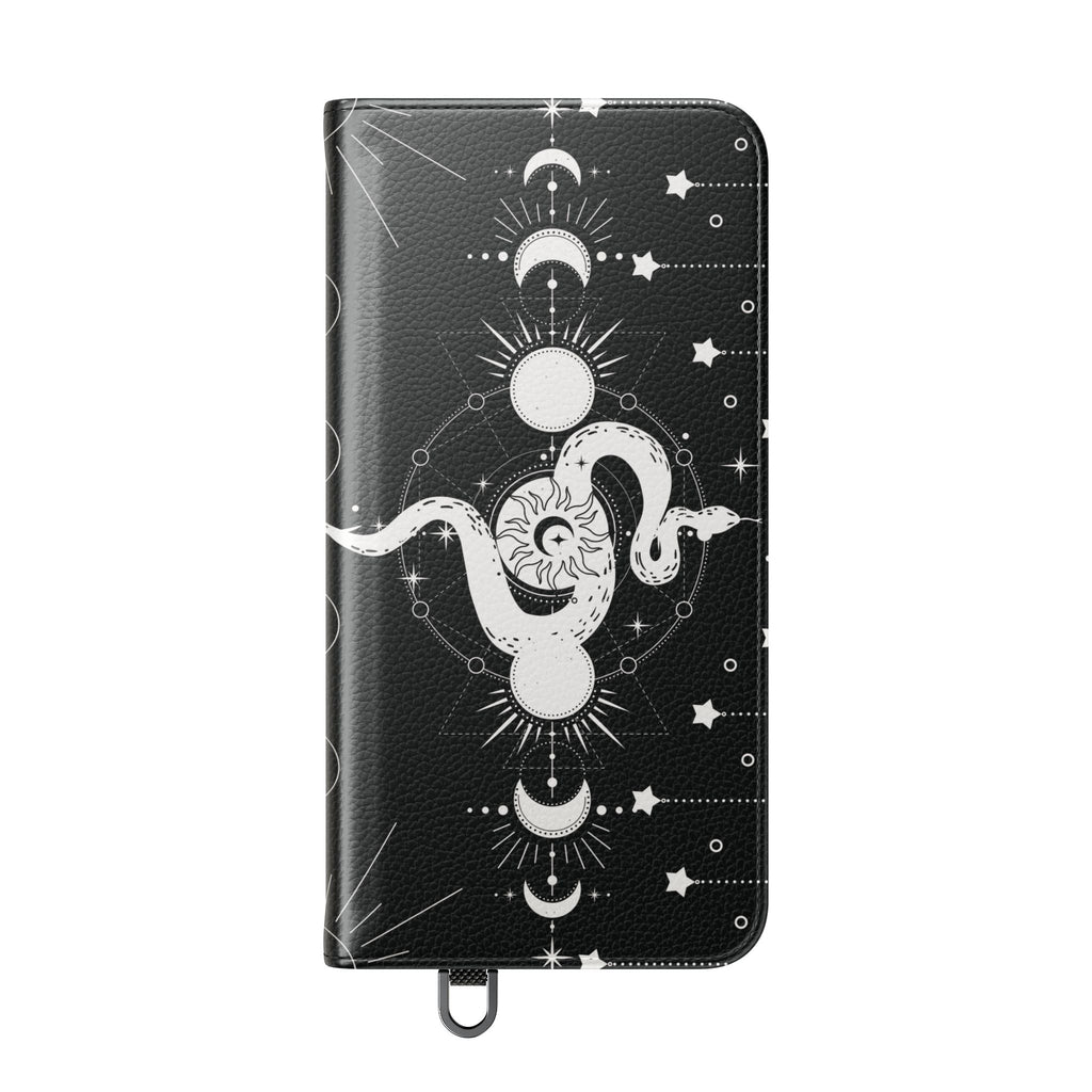 Gothic Style Celestial Snake Moon Phases Wallet Flip PhoneCase - Celestial Style Phone Case for iPhone and Samsung - Moon Phases Wallet Case
