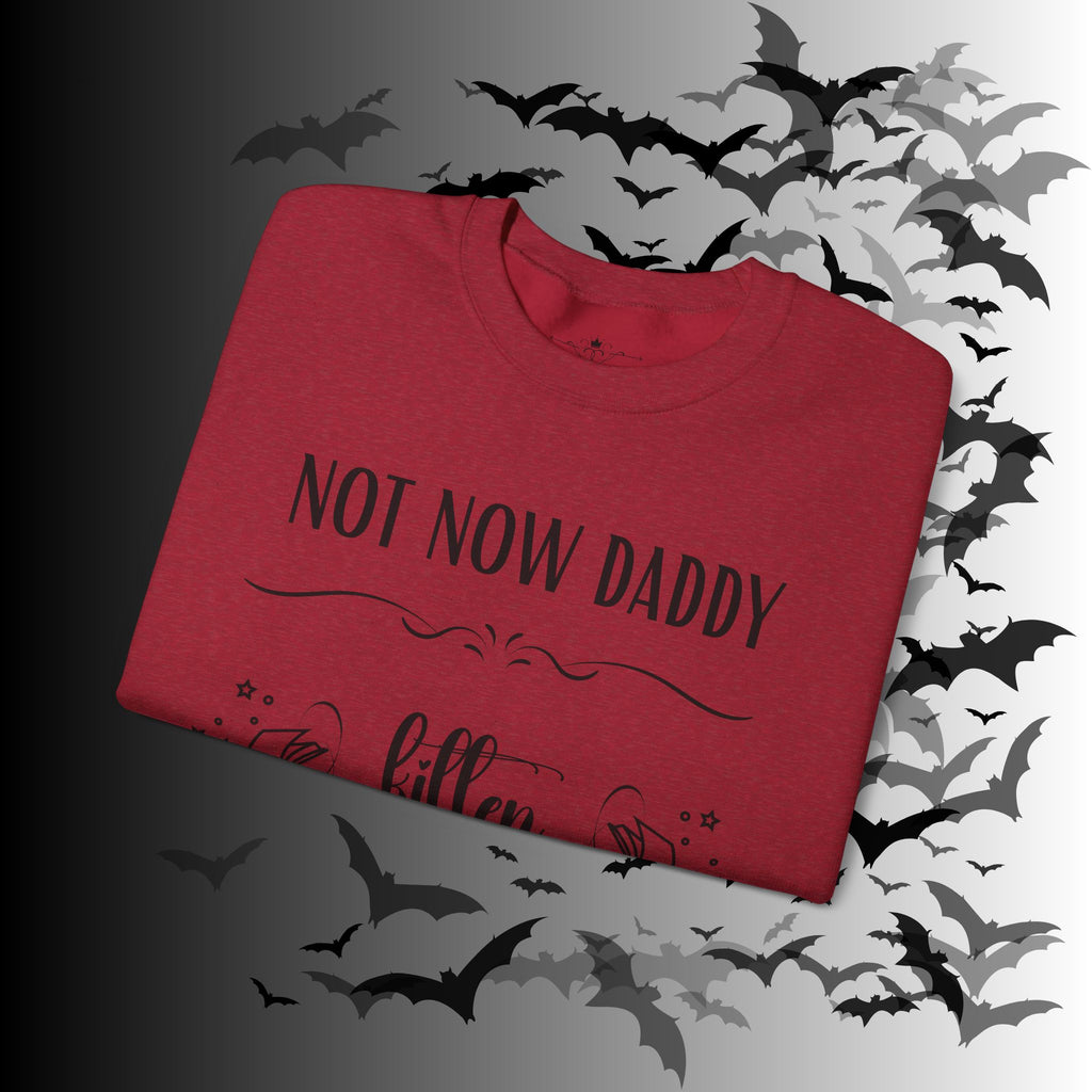 Not Now Daddy Kitten Is Reading Crewneck Sweatshirt — Funny Book Lover