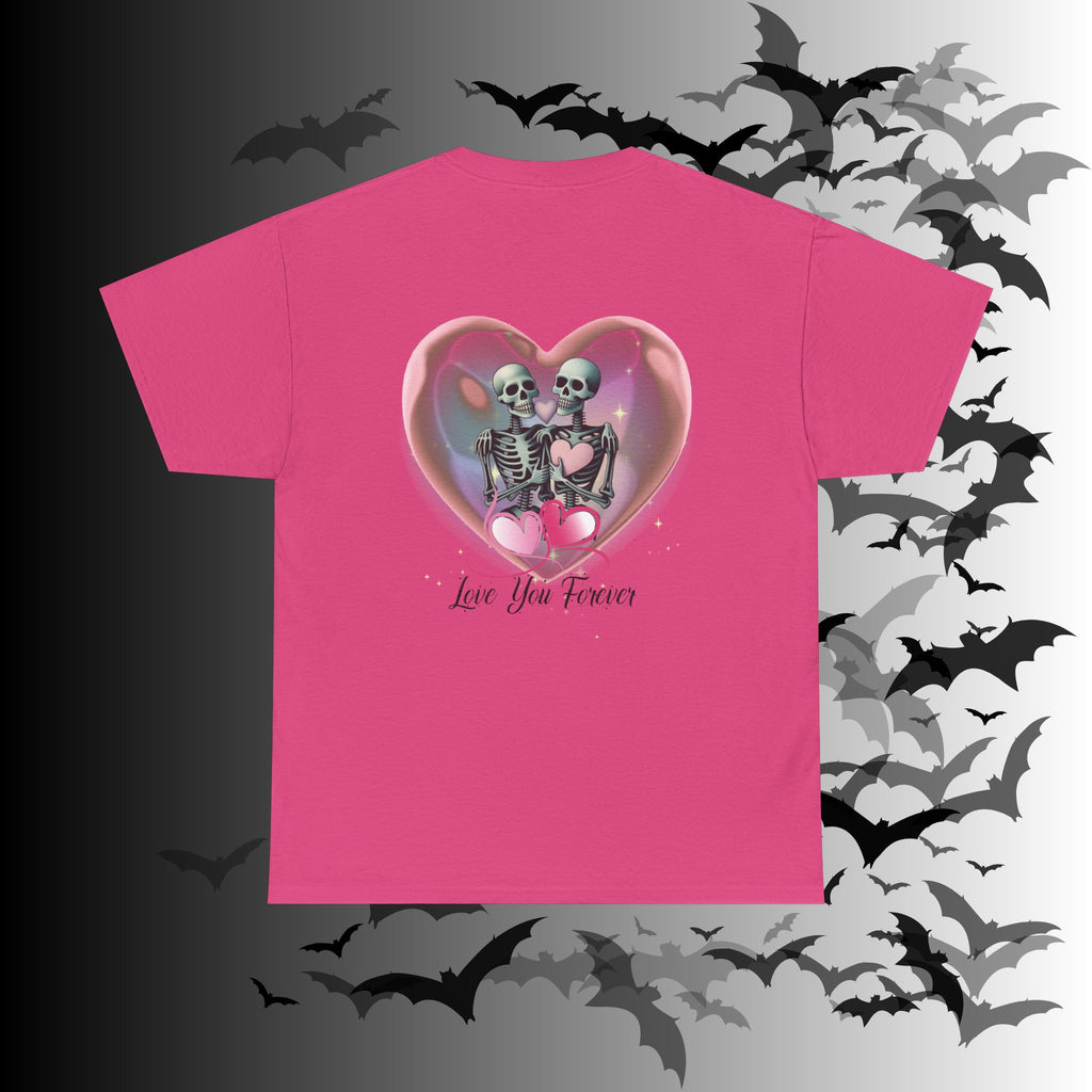 "Love You Forever" Gothic Skeleton Couples T-Shirt — Goth Valentine's Day Matching Tee