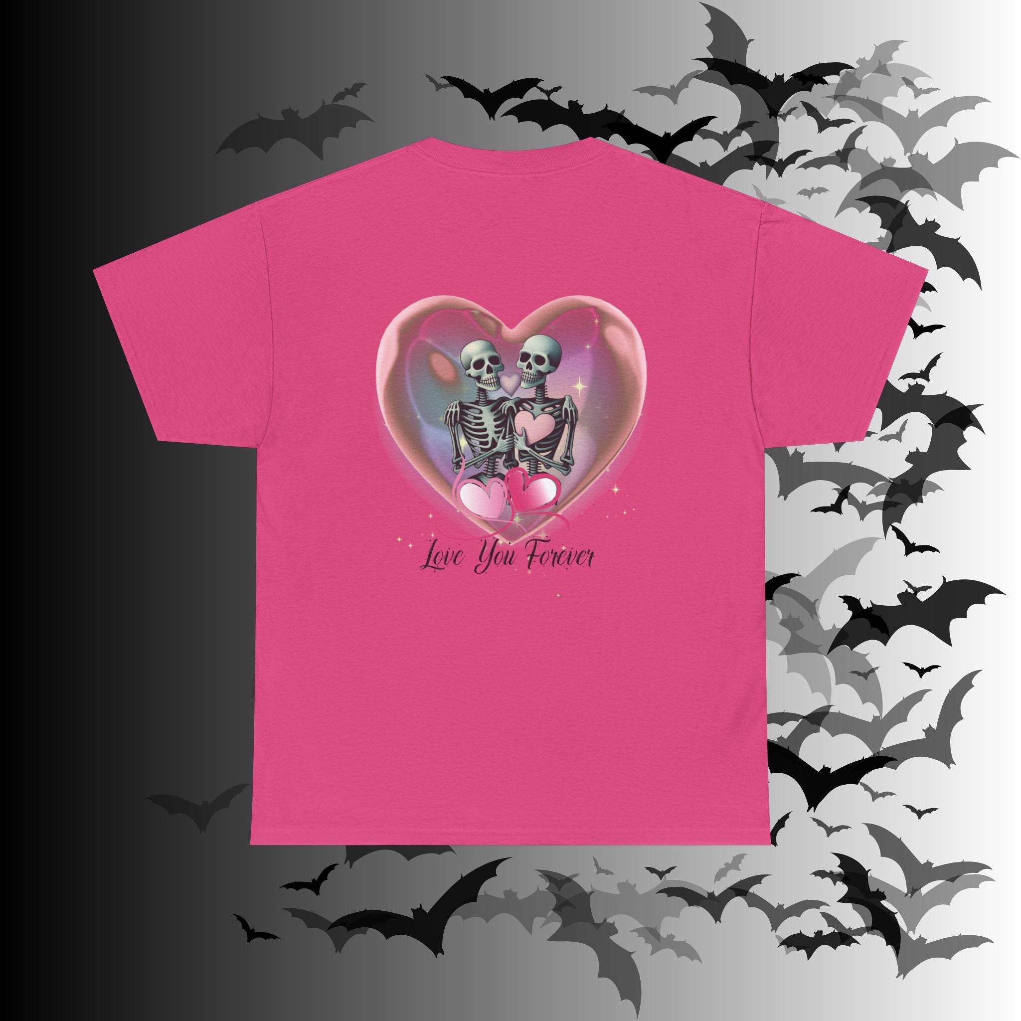 "Love You Forever" Gothic Skeleton Couples T-Shirt — Goth Valentine's Day Matching Tee