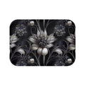 Gothic Botanical Skull Bath Mat — Dark Floral Black Bathroom Decor