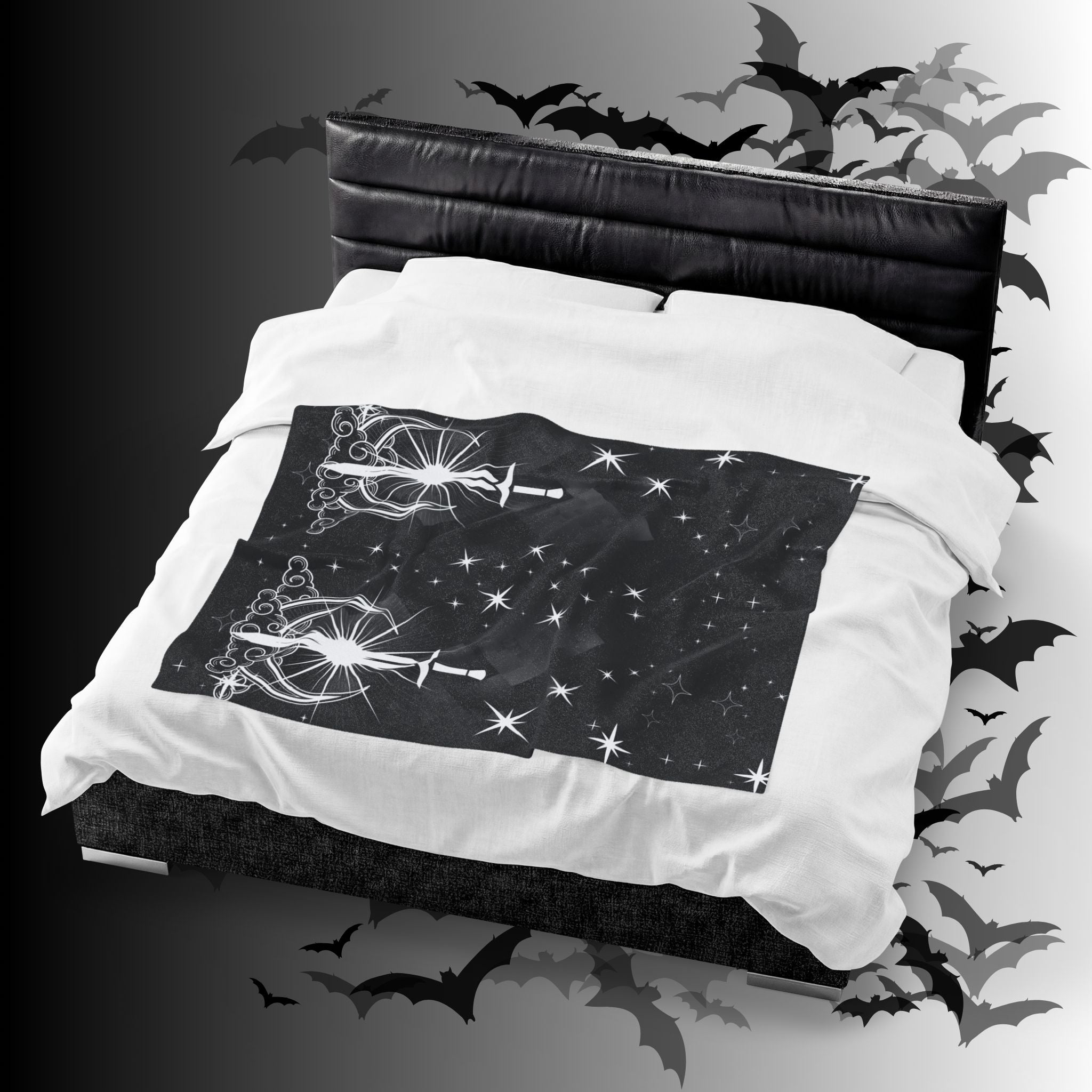 Gothic Moon Sword Blanket: Celestial Velveteen or Sherpa Throw