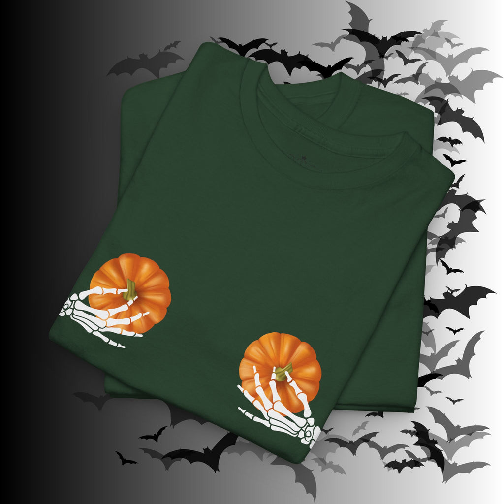 Skeleton Hands Pumpkin Halloween T-Shirt — Funny Spooky Season Tee