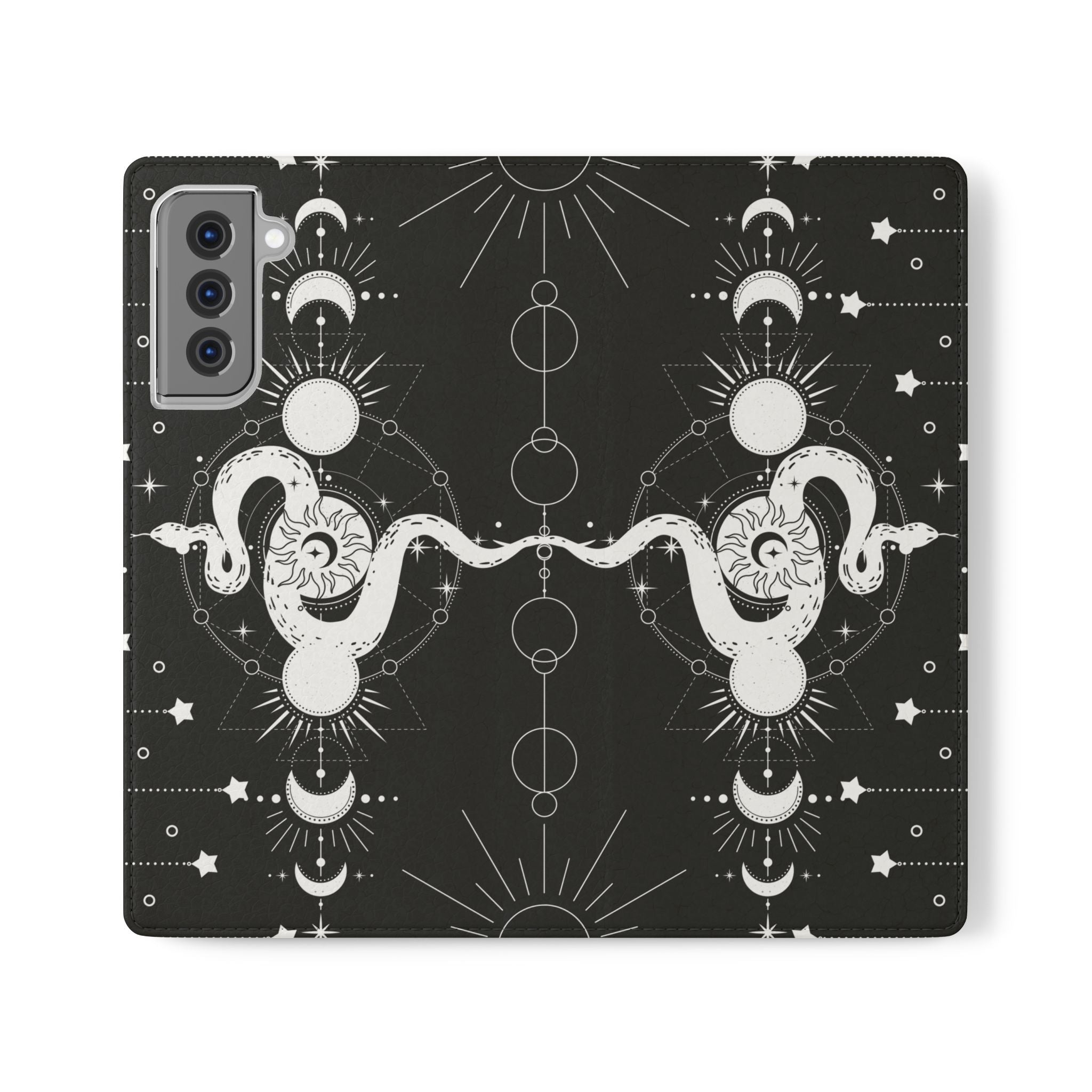 Gothic Style Celestial Snake Moon Phases Wallet Flip PhoneCase - Celestial Style Phone Case for iPhone and Samsung - Moon Phases Wallet Case