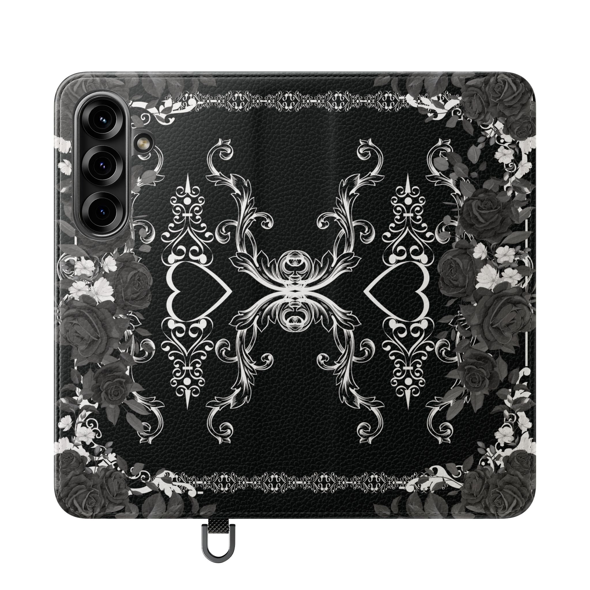 Romantic Goth Wallet Flip Case - Goth Botanical Phone Case