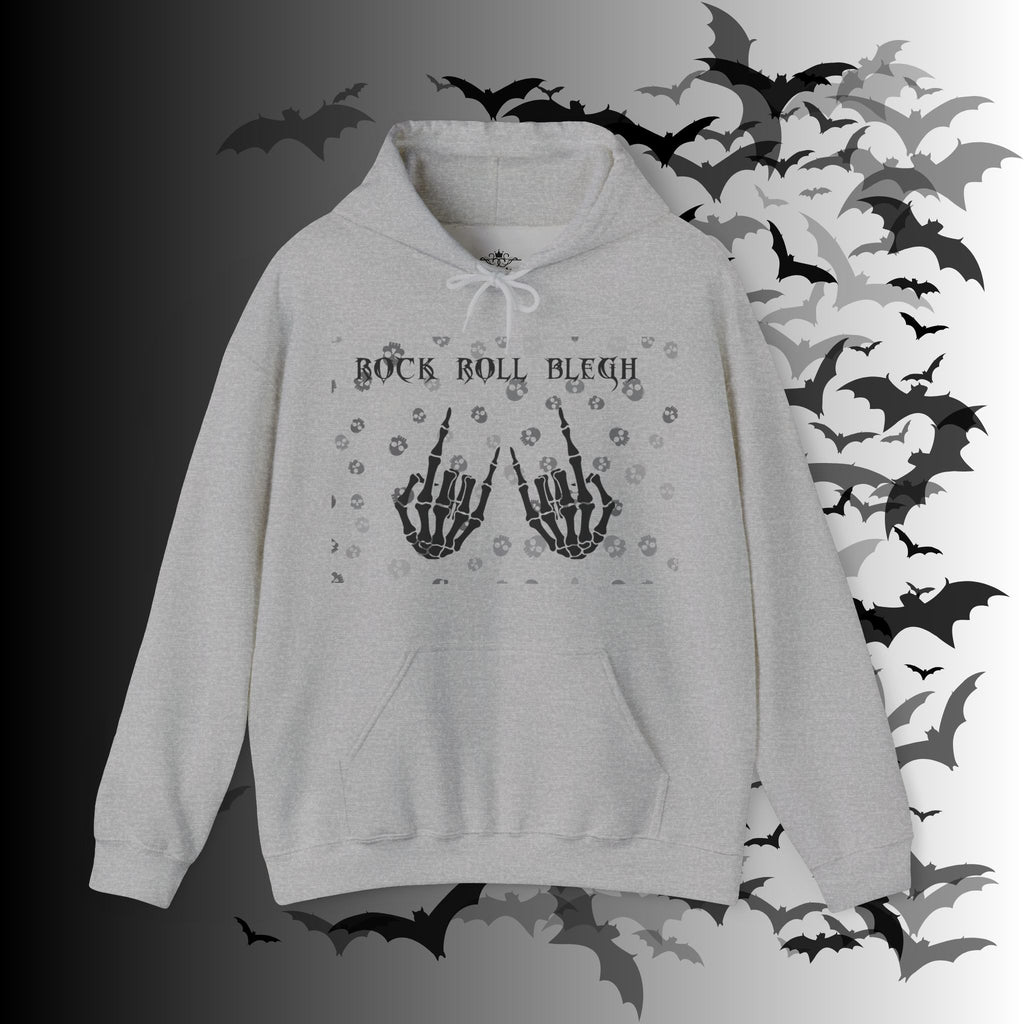 Rock Roll Blegh Hoodie — Skeleton Hands Gothic Music Pullover