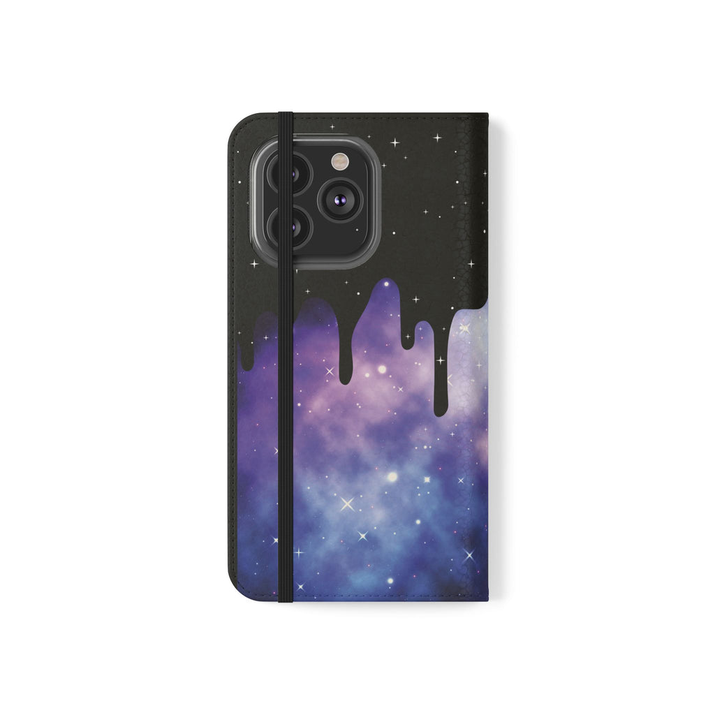 Pastel Goth Drippy Galaxy Flip Wallet Phone Case - Wallet Case for Samsung and iPhone - Gothic Style Wallet Phone Cases