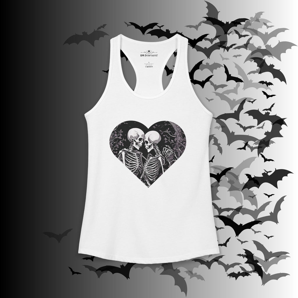 Gothic Skeleton Heart "Forever Yours" Racerback Tank Top — Dark Romance Front & Back