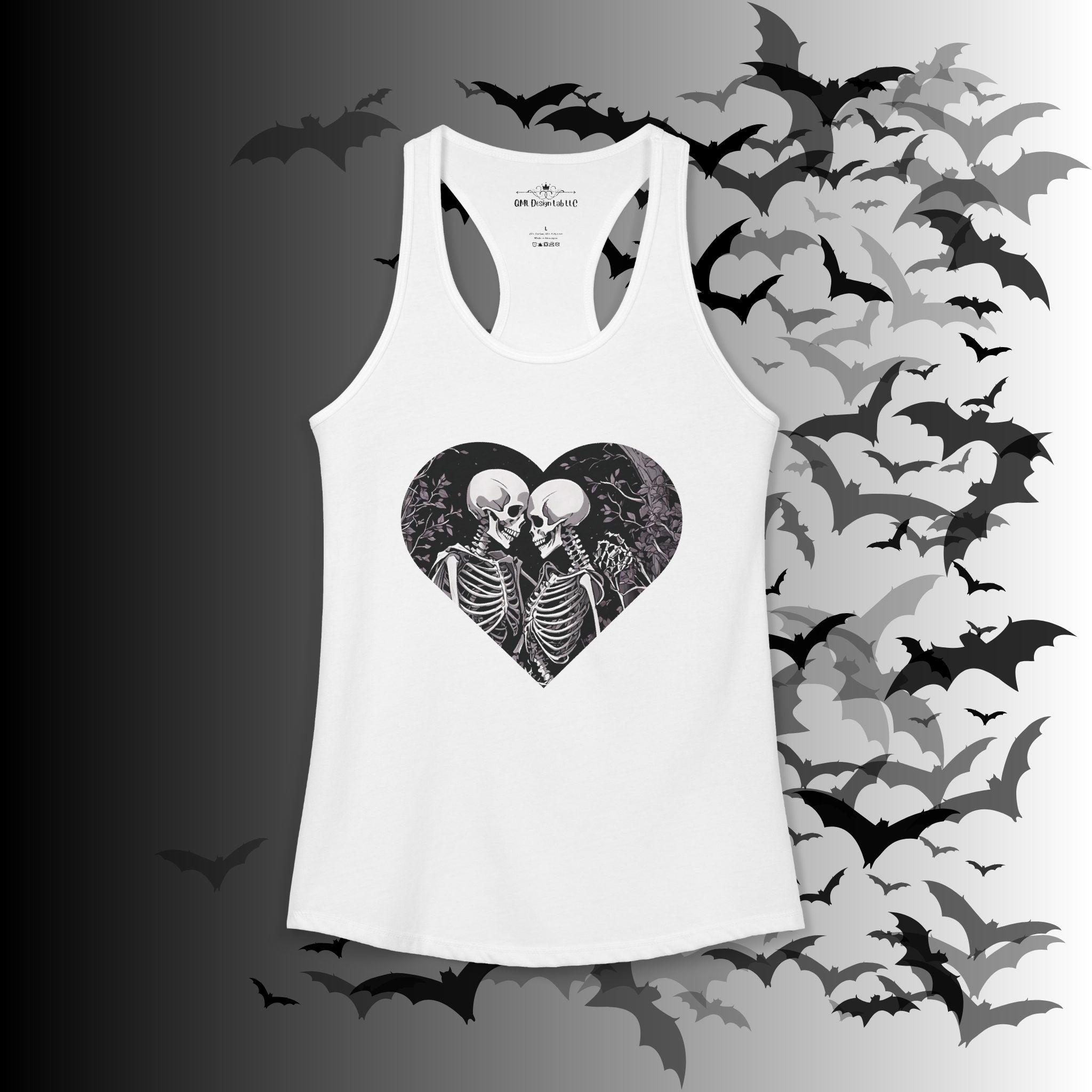 Gothic Skeleton Heart "Forever Yours" Racerback Tank Top — Dark Romance Front & Back