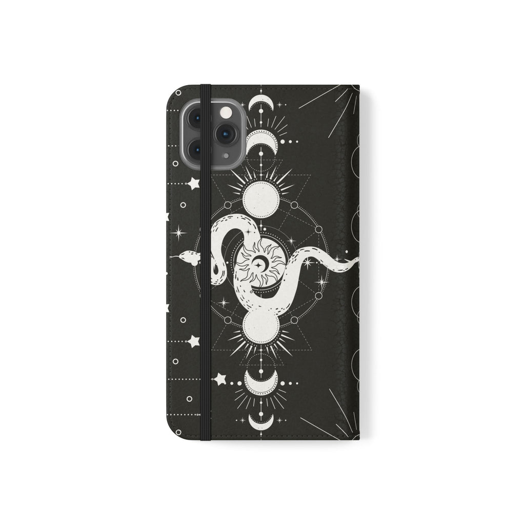 Gothic Style Celestial Snake Moon Phases Wallet Flip PhoneCase - Celestial Style Phone Case for iPhone and Samsung - Moon Phases Wallet Case