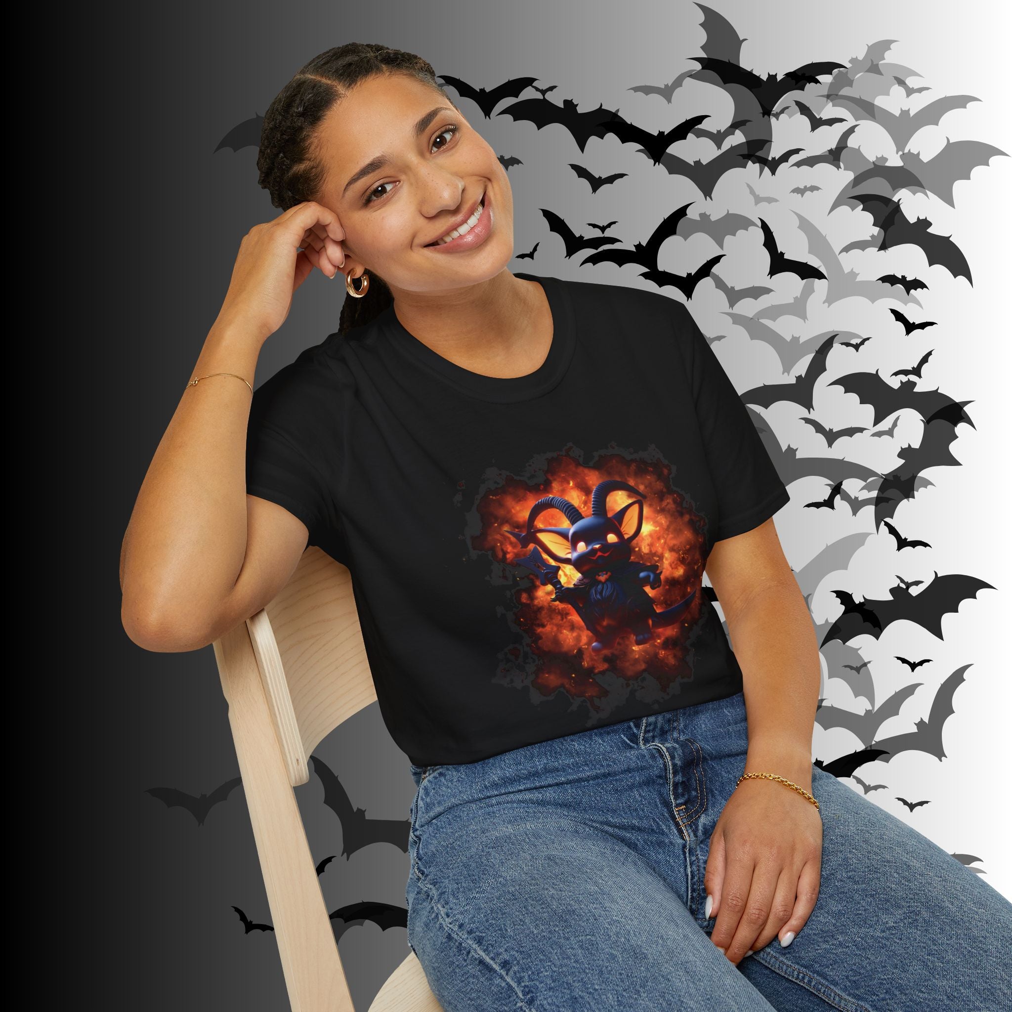 Whimsigoth Chibi Baphomet Fire T-Shirt — Gothic Occult Tee